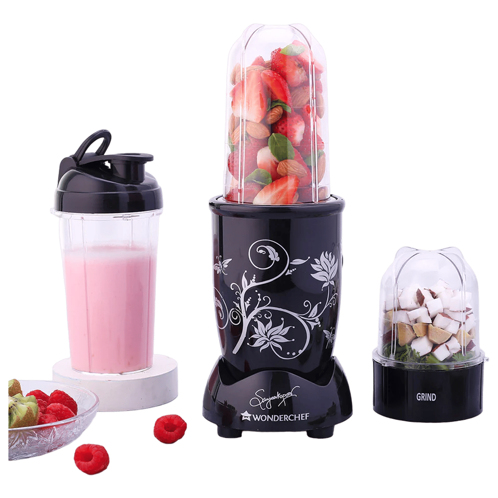 WONDERCHEF Nutri-blend 500 Watt 3 Jars Mixer Grinder Blender (22000 RPM, Copper Motor, Black)