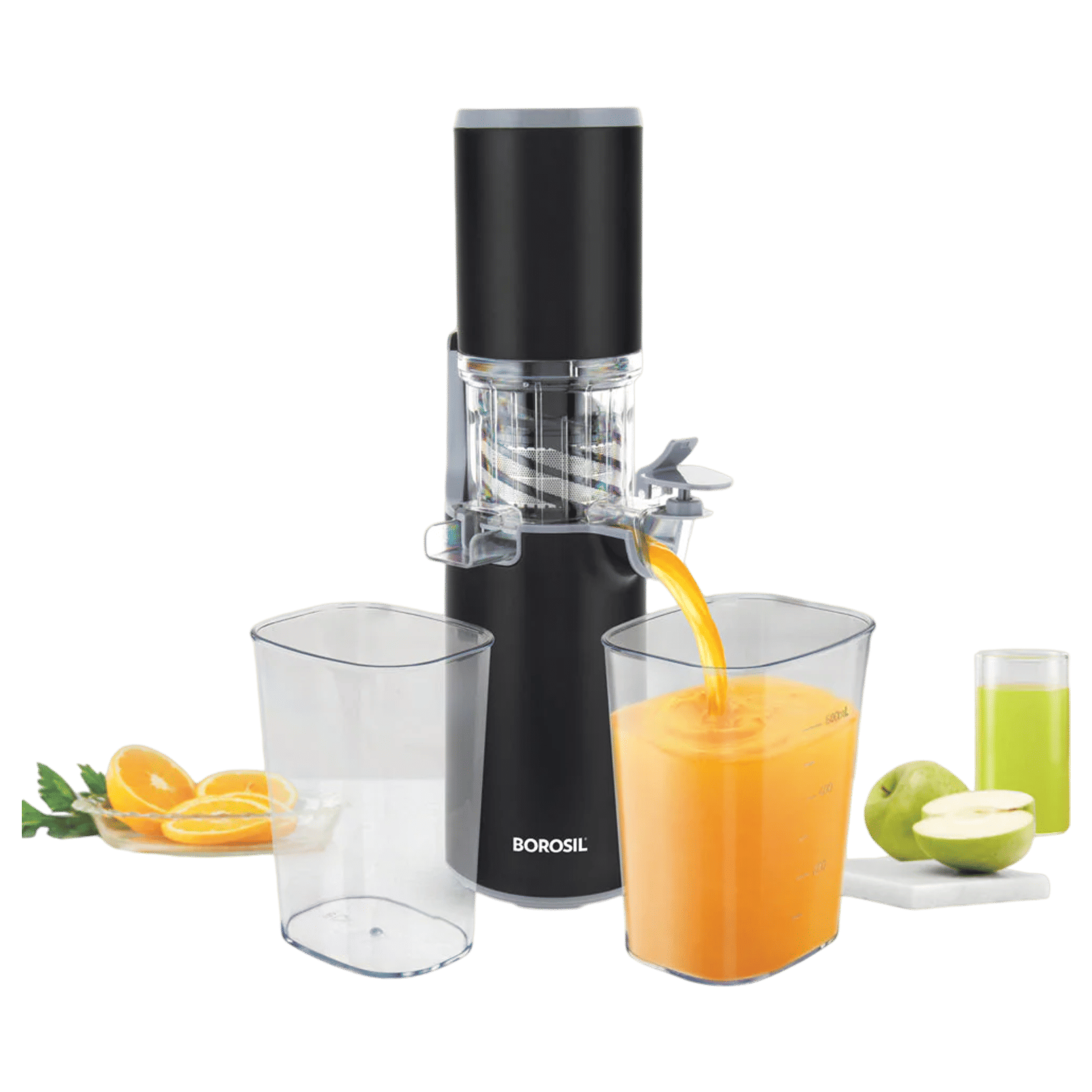 BOROSIL BSJU13WB01 130 Watt 2 Jars Cold Press Juicer (55 RPM, Slow Squeeze Juicing Technology, Black)