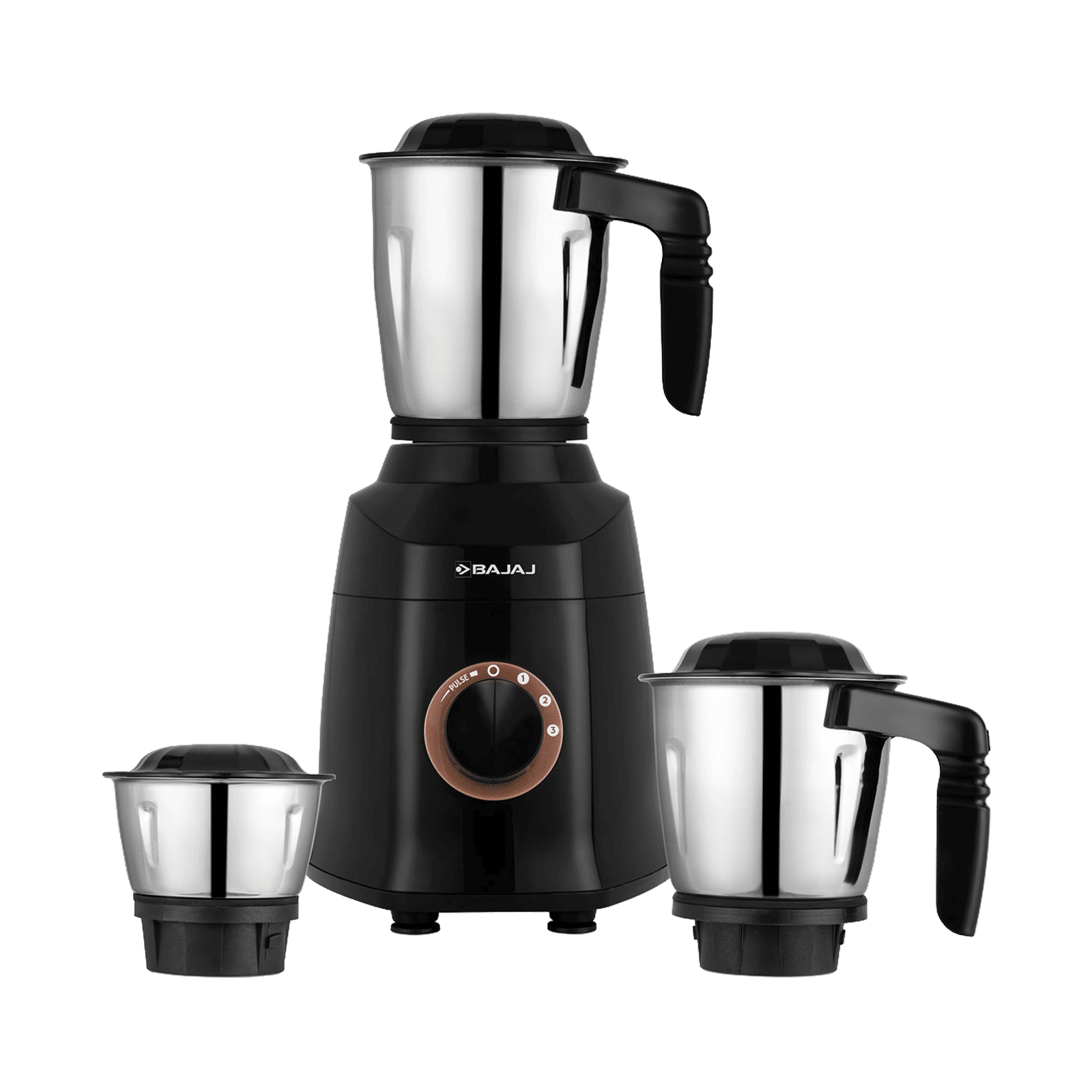 Bajaj Military Series Finesse 750 Watt 3 Jars Mixer Grinder (20000 RPM, Powerful Titan Motor, Black & Copper)