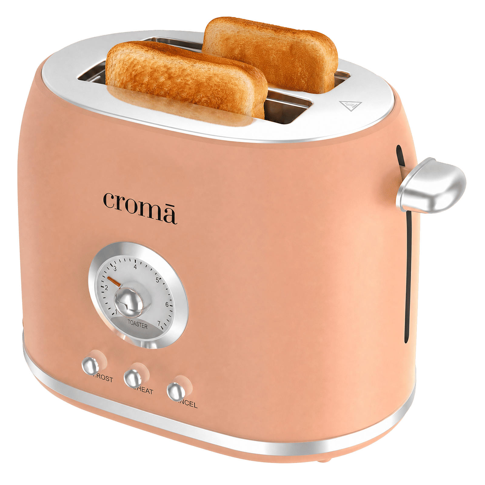 Croma 800W 2 Slice Pop-Up Toaster with Removable Crumb Tray (Peach)