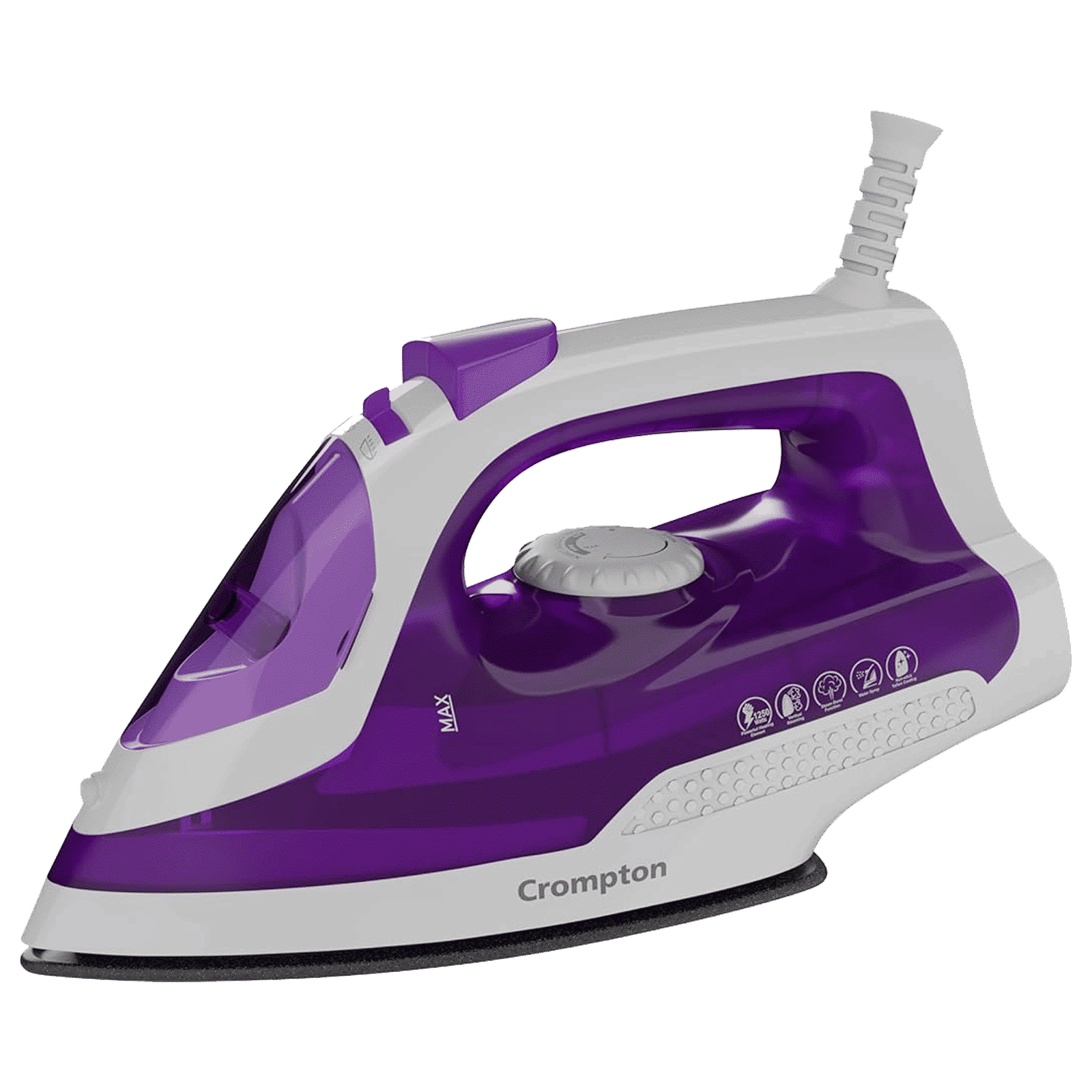 Crompton Fabrimagic Plus 1250 Watts 200ml Steam Iron (Anti-Drip Technology, Purple & White)
