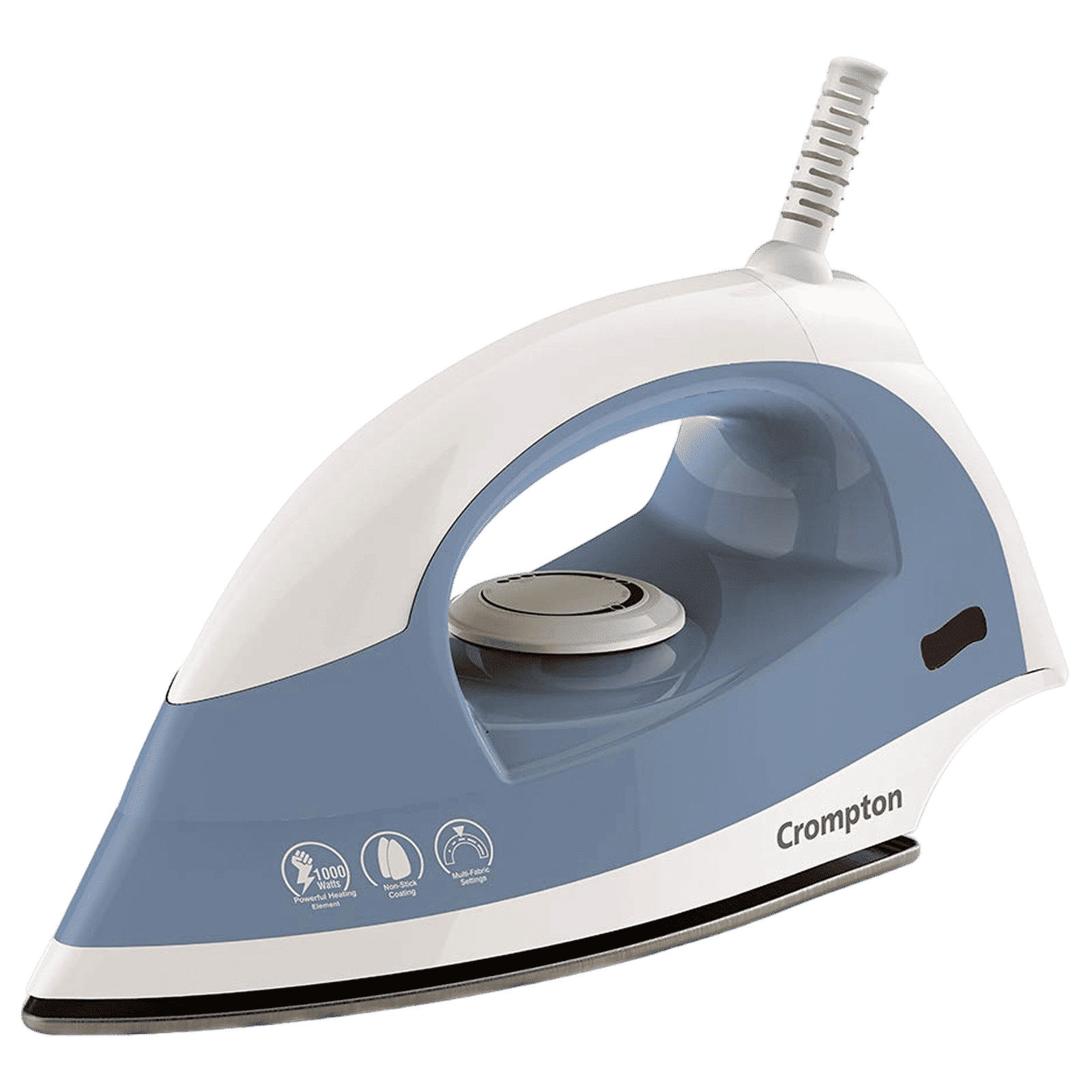 Crompton Brio 1000 Watts Dry Iron (6 Fabric Settings, Sky Blue & White)
