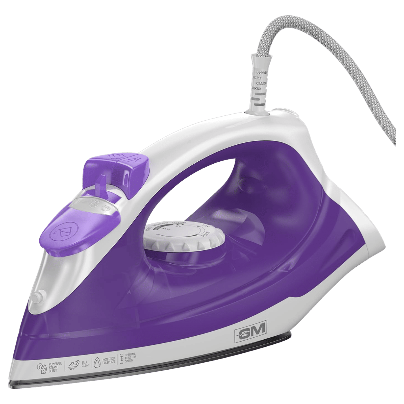GM G-Swift 1250 Watts 160ml Steam Iron (360 Degree Swivel Cord, Purple)