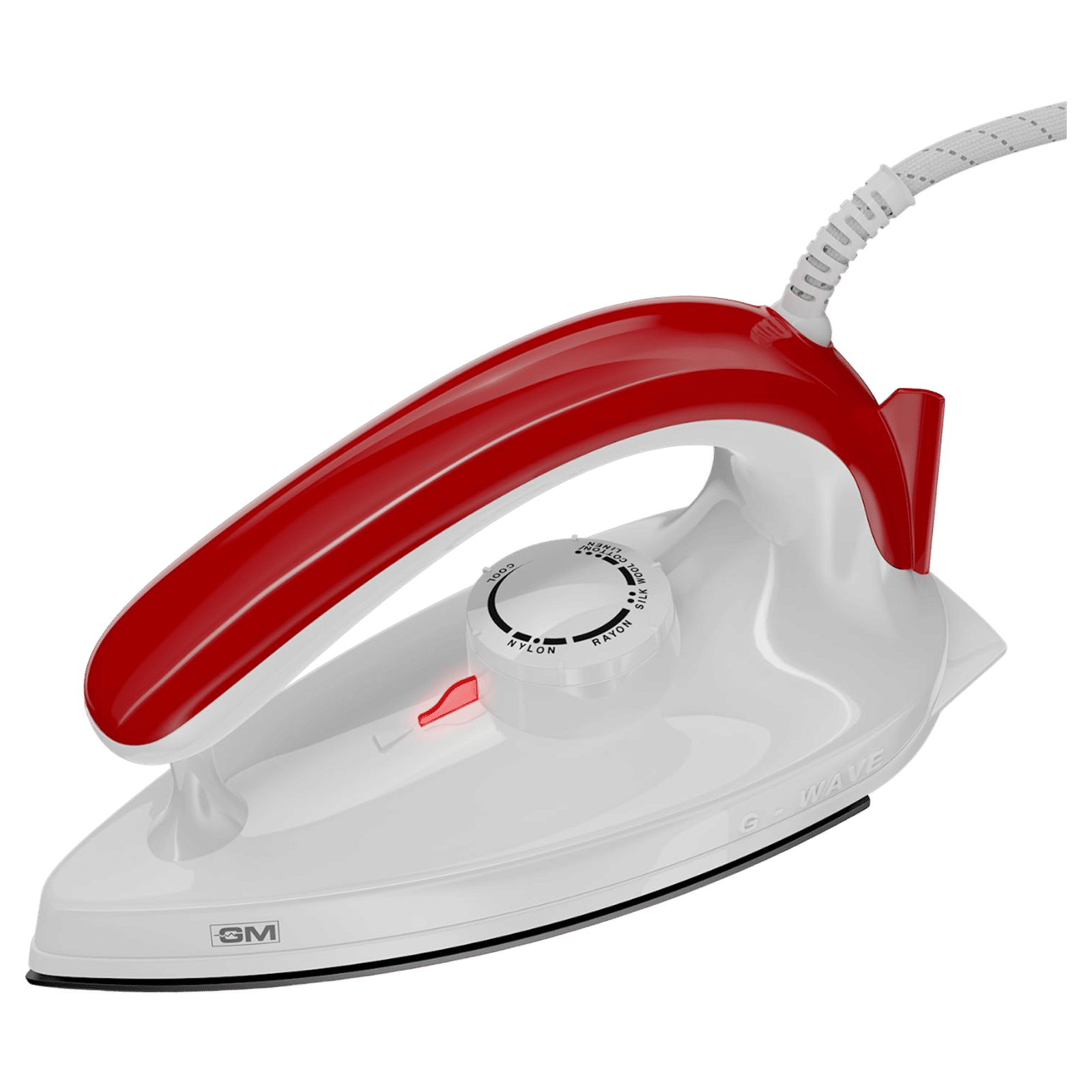 GM Wave 1000 Watts Dry Iron (360 Degree Swivel Cord, Red)