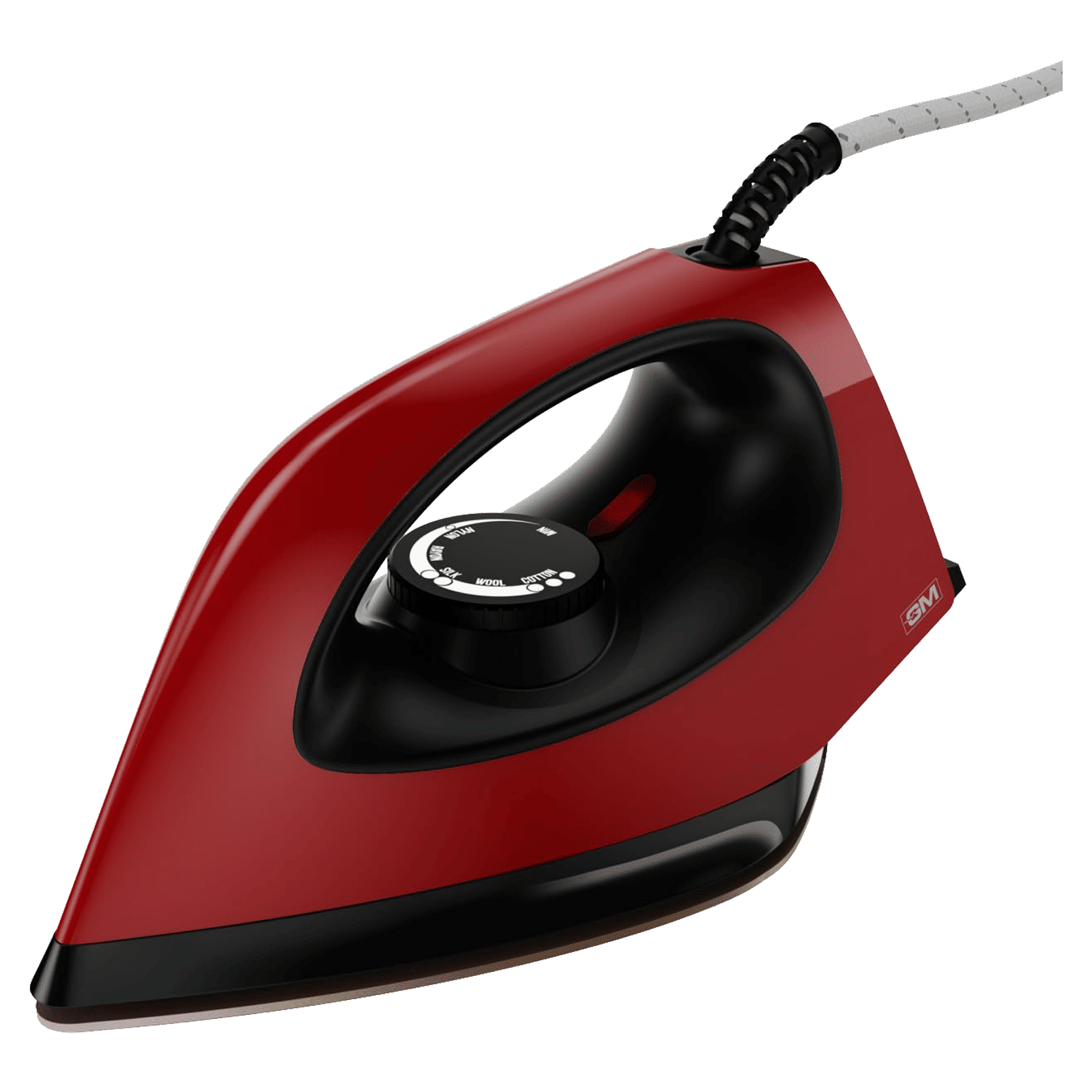GM Orca 1100 Watts Dry Iron (360 Degree Swivel Cord, Red)