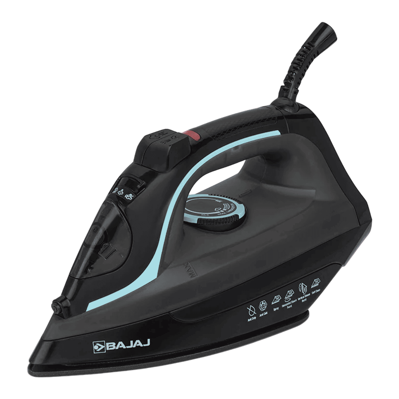 BAJAJ MX 45 2000 Watts 220ml Steam Iron (Anti Drip Technology, Black & Grey)