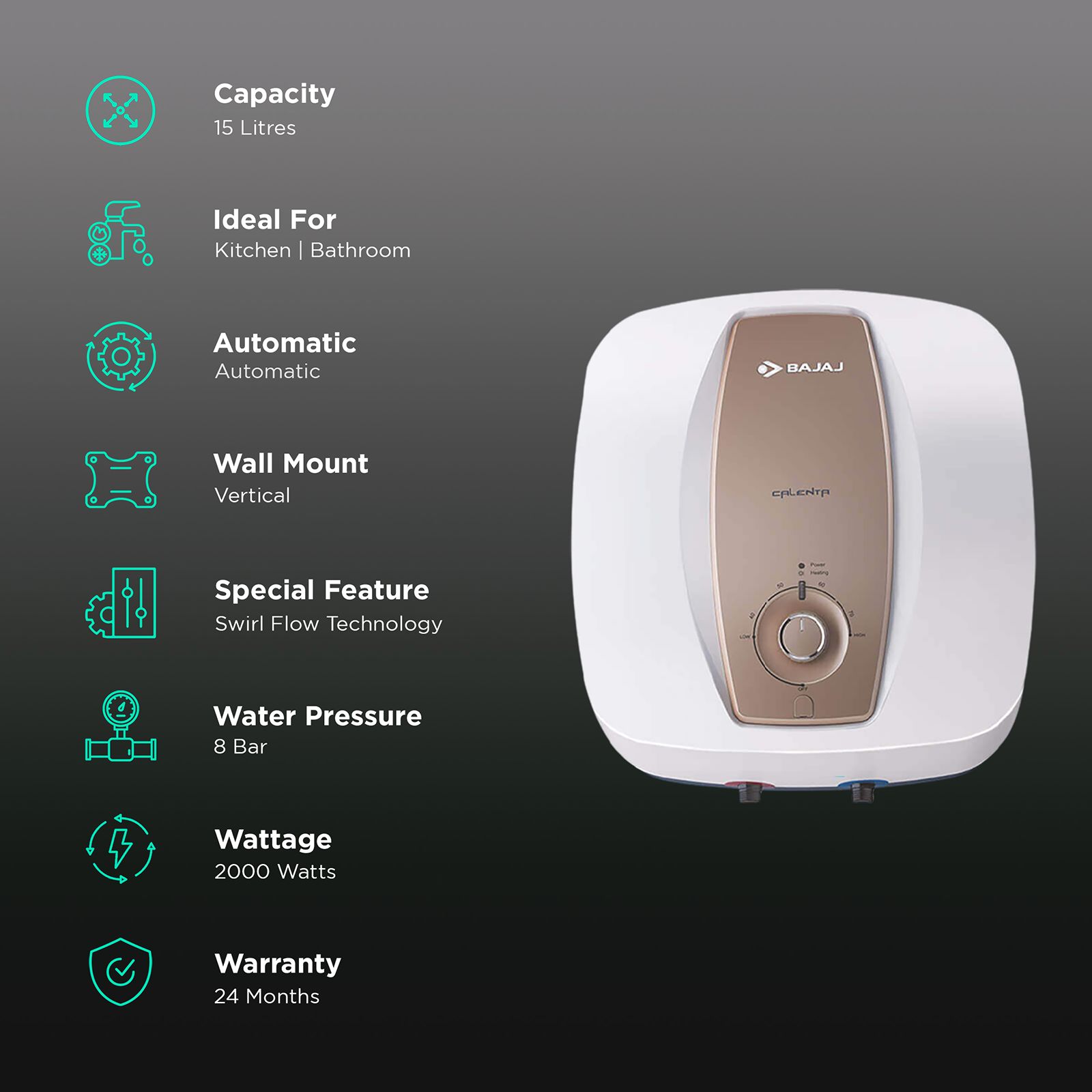 Bajaj Geyser Bajaj Calenta Mechanical 15l Electric Capacity(Litre