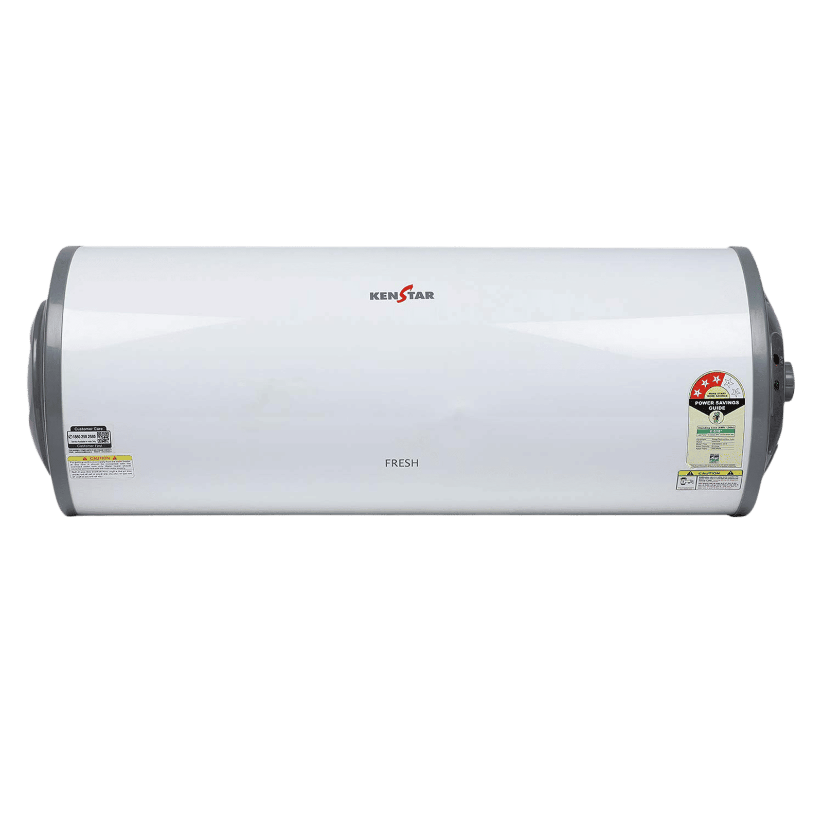 KENSTAR Fresh 25 Litres 3 Star Horizontal Storage Water Geyser with Pressure Release Valve (White/Grey)