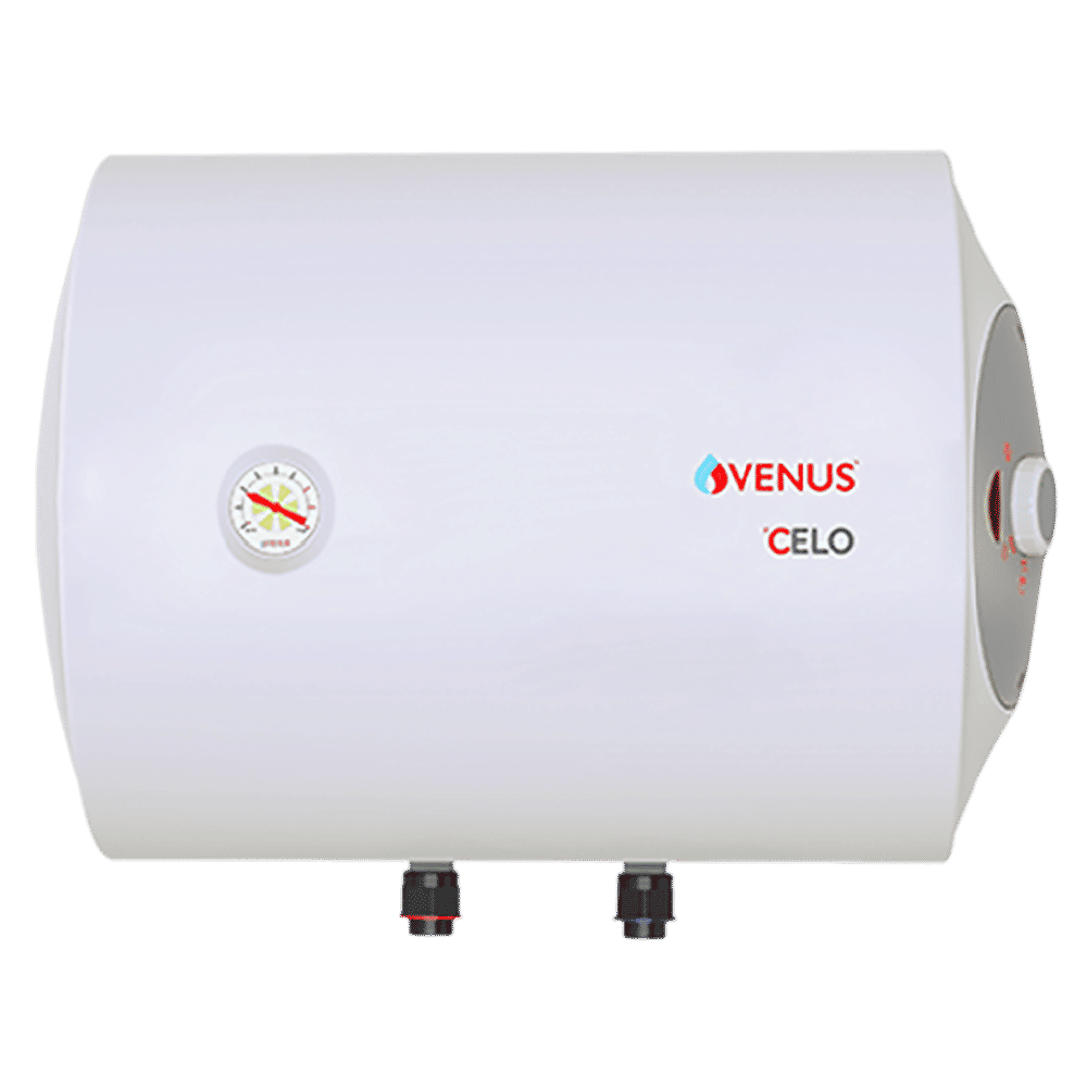 VENUS Celo 15 Litres 5 Star Horizontal Storage Water Geyser with Hard Water Protection (White)