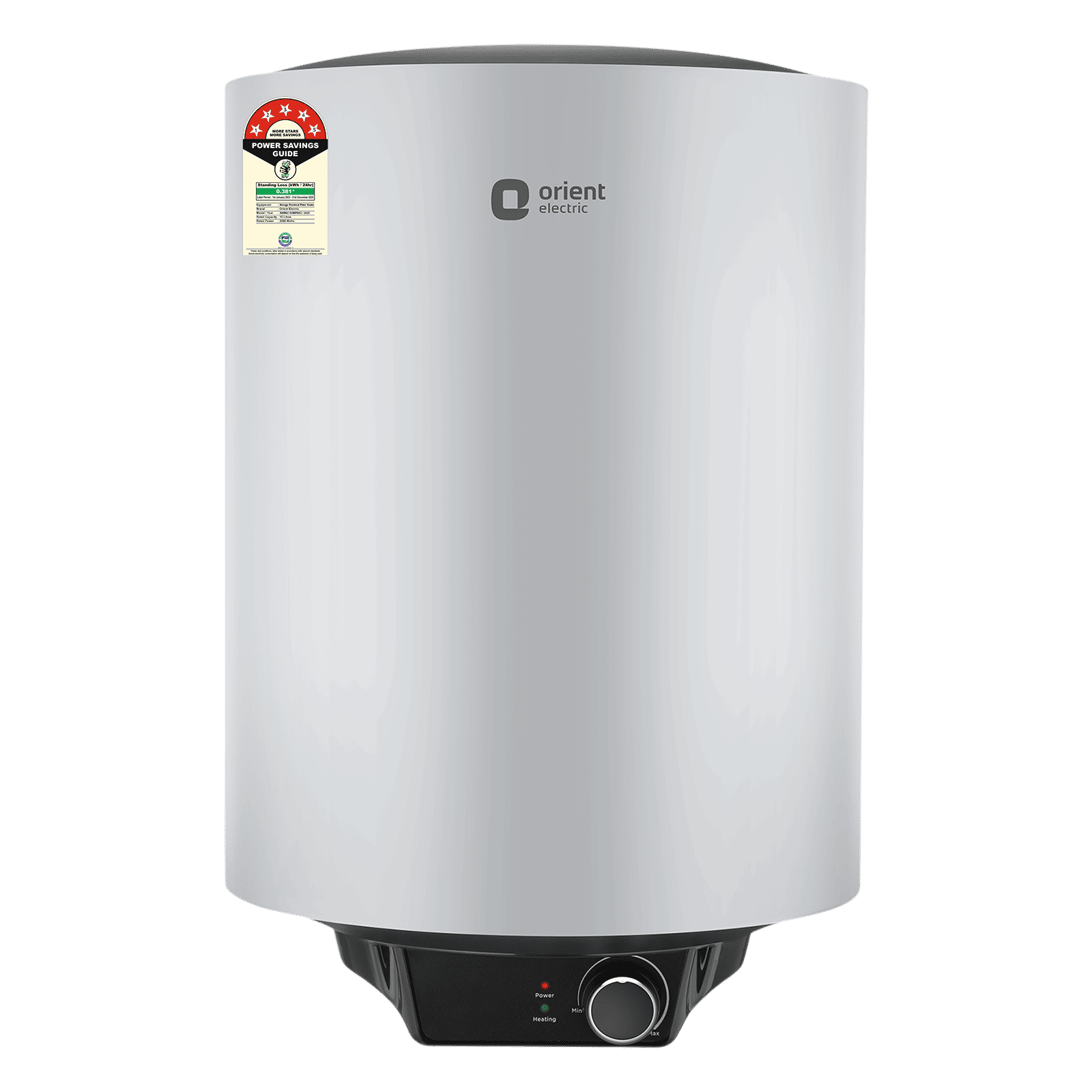 Orient Maverick 15 Litre 5 Star Vertical Storage Geyser with 5 Level Safety Shield (Grey)