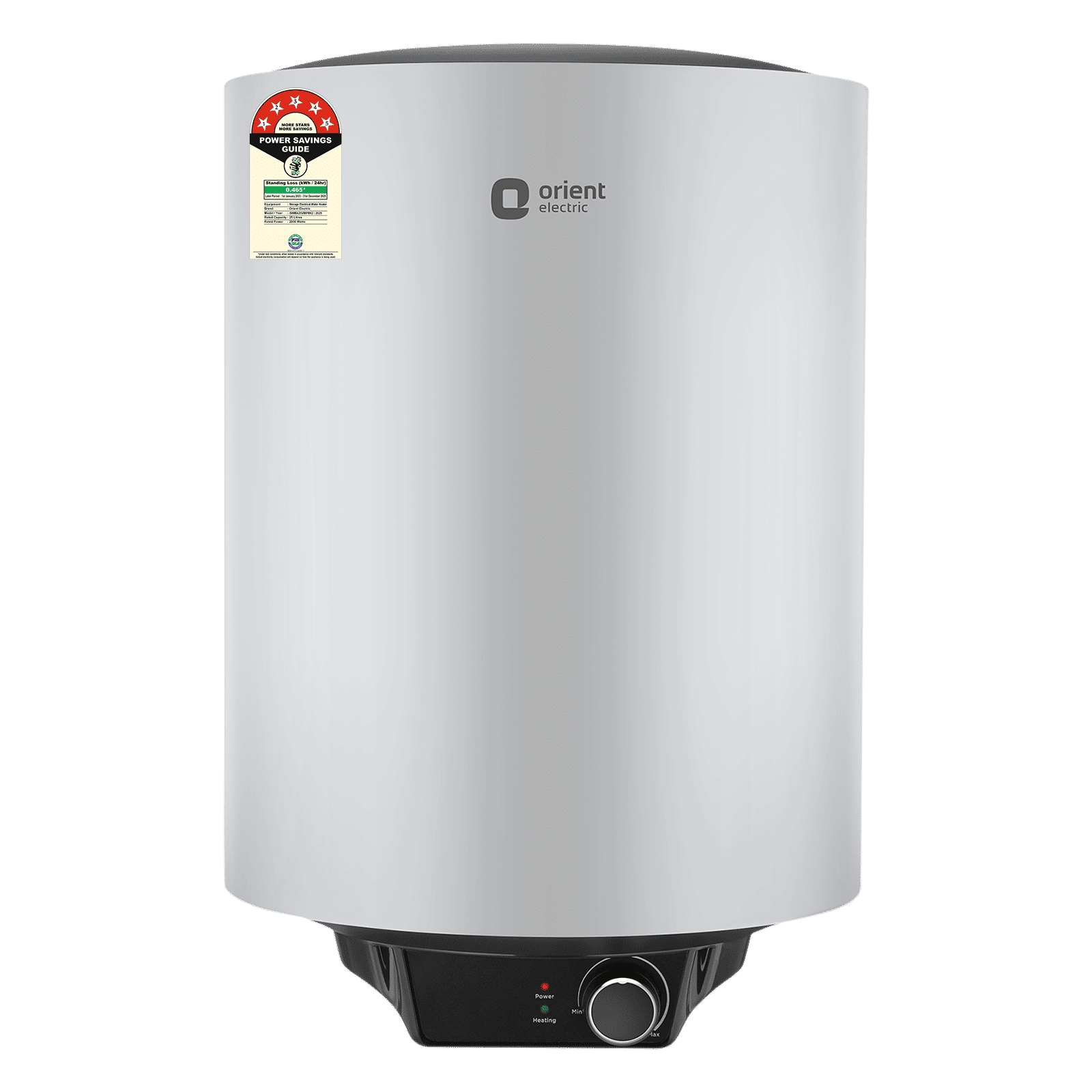 Orient Maverick 25 Litre 5 Star Vertical Storage Geyser with Whirlflow Technology (Grey)