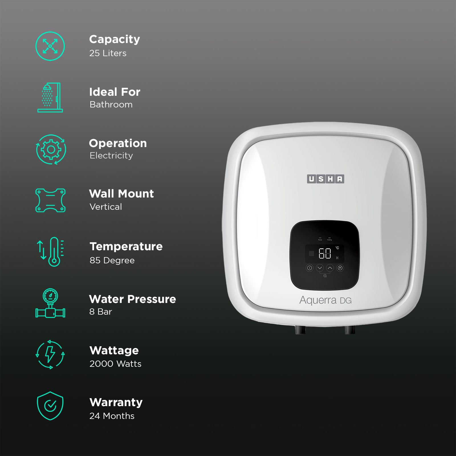 Usha SWH Aquerra Smart 25L White