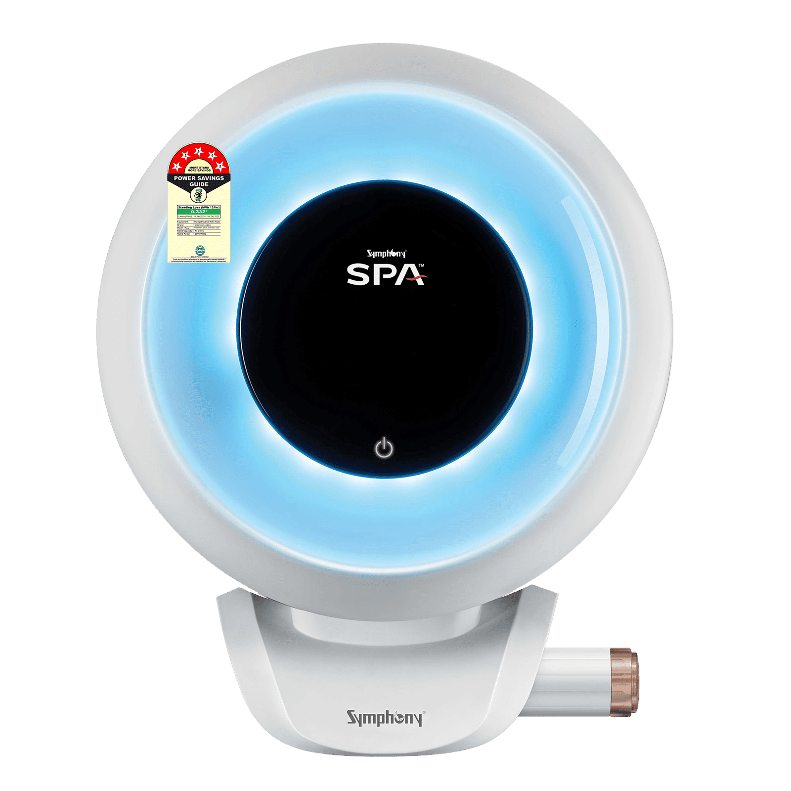 Symphony SPA 10 Litre 5 Star Vertical Storage Geyser with PUROPOD 9-Layer Advanced Water Filtration Technology (White & Grey)