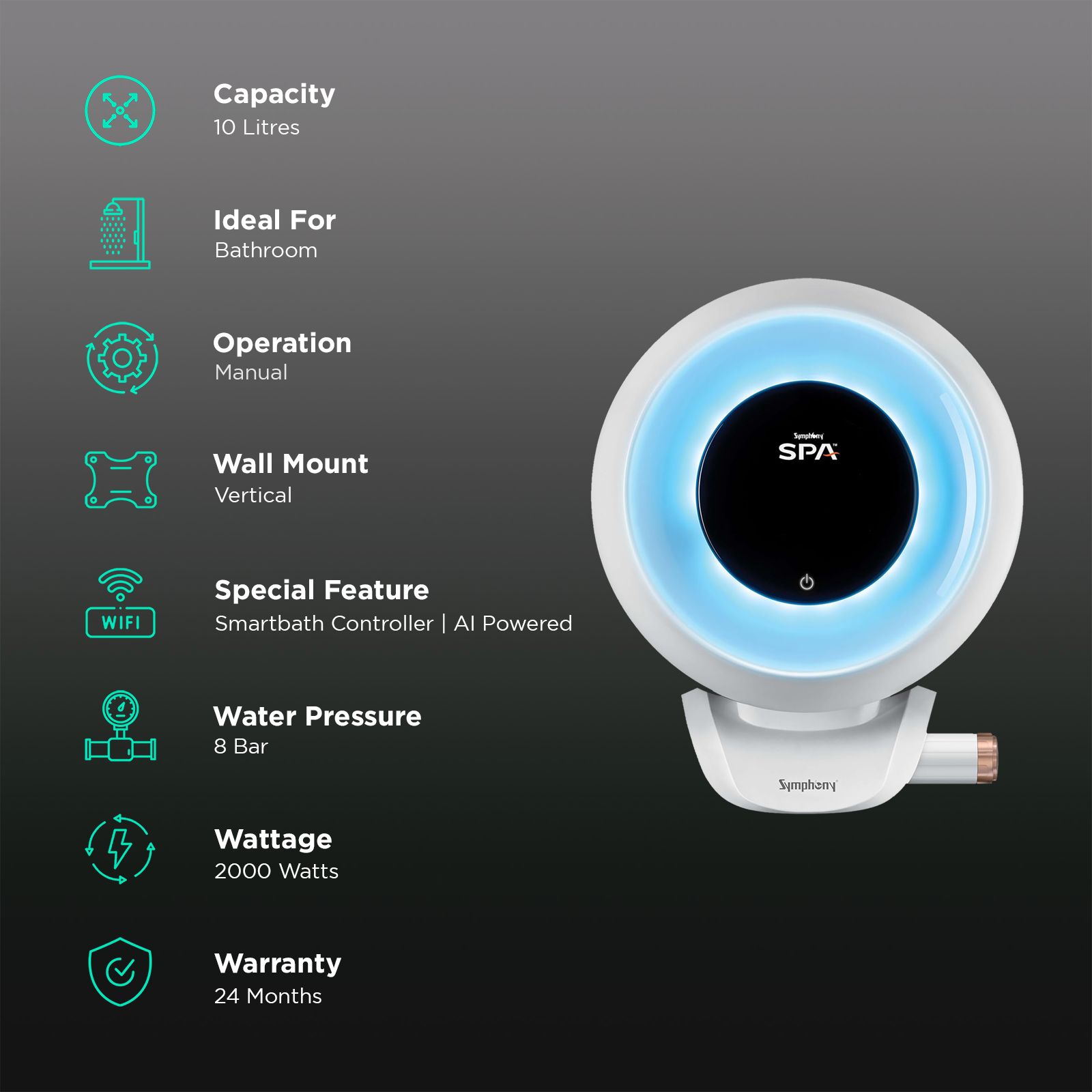 Buy Symphony SPA 10 Litre Star Vertical Storage Geyser with