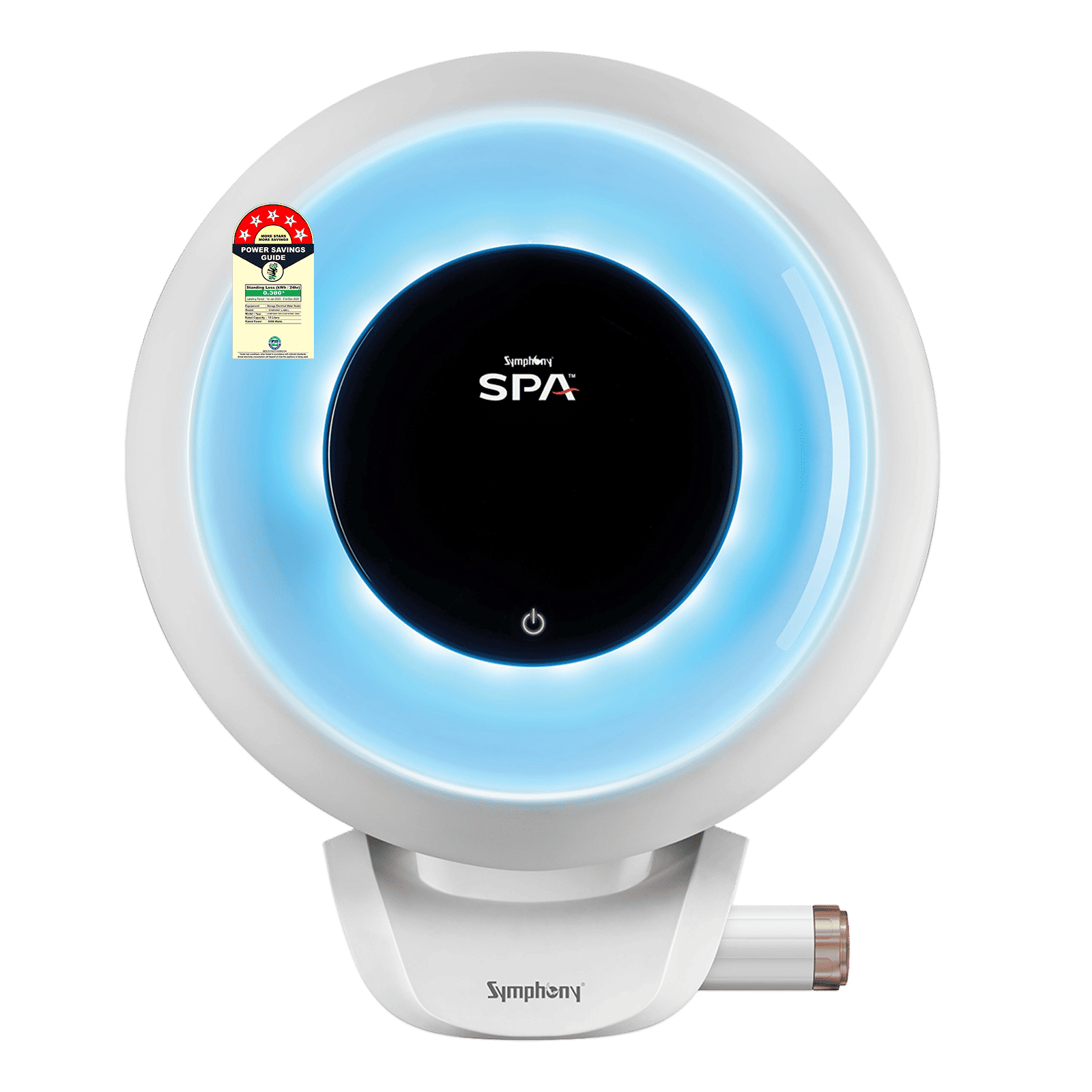 Symphony SPA 15 Litre 5 Star Vertical Storage Geyser with PUROPOD 9-Layer Advanced Water Filtration Technology (White & Grey)