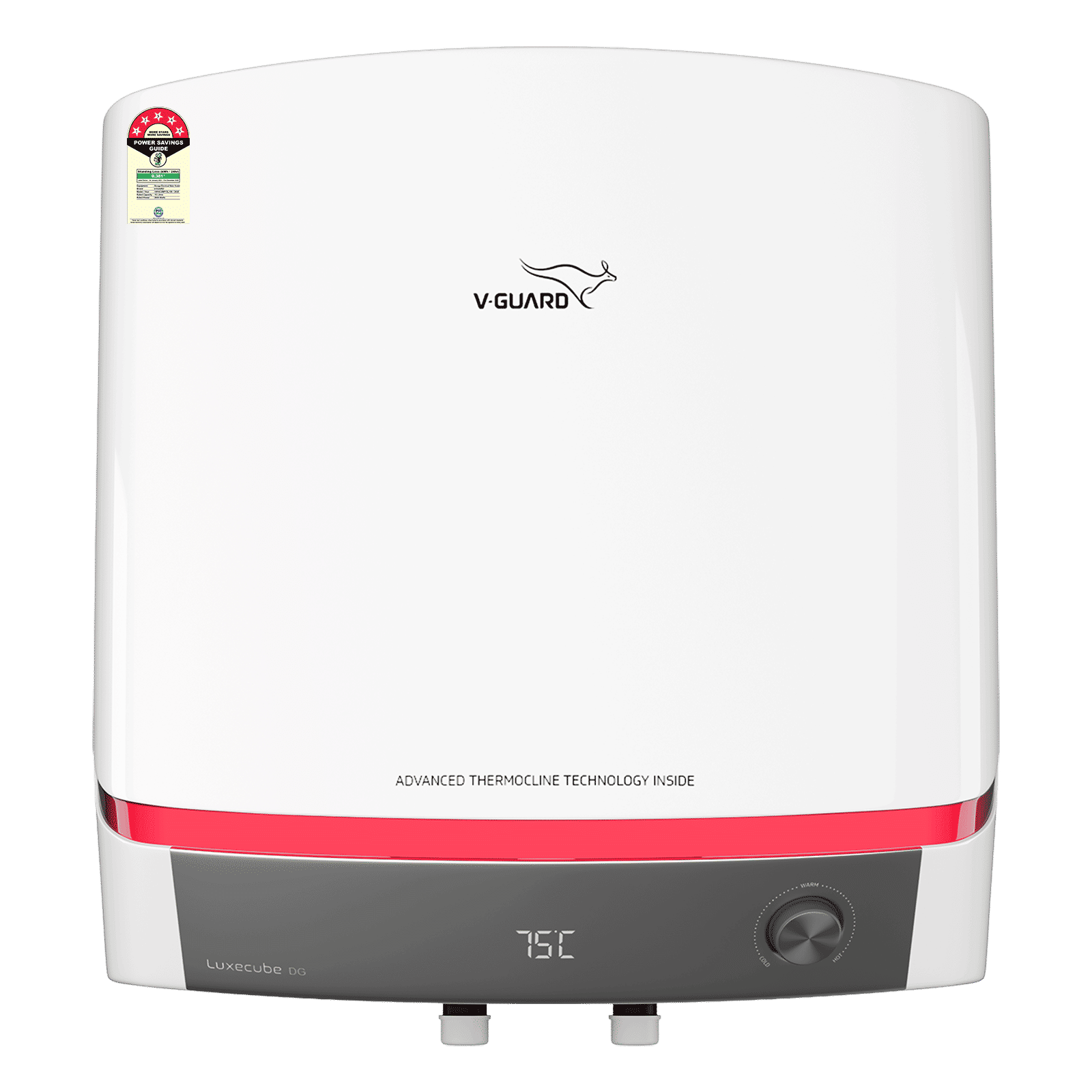 V-GUARD LUXECUBE DG 15 Litre 5 Star Vertical Storage Geyser with Advanced Thermocline Technology (White)