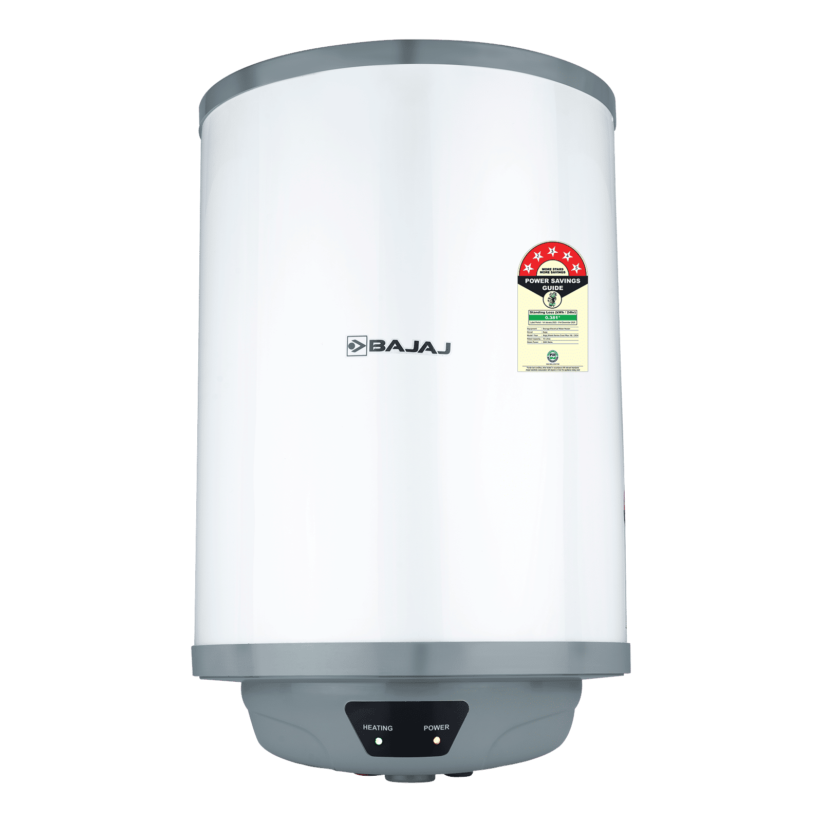 BAJAJ Shield Crest Plus 15 Litre 5 Star Vertical Storage Geyser with Swirlflow Technology (White & Grey)