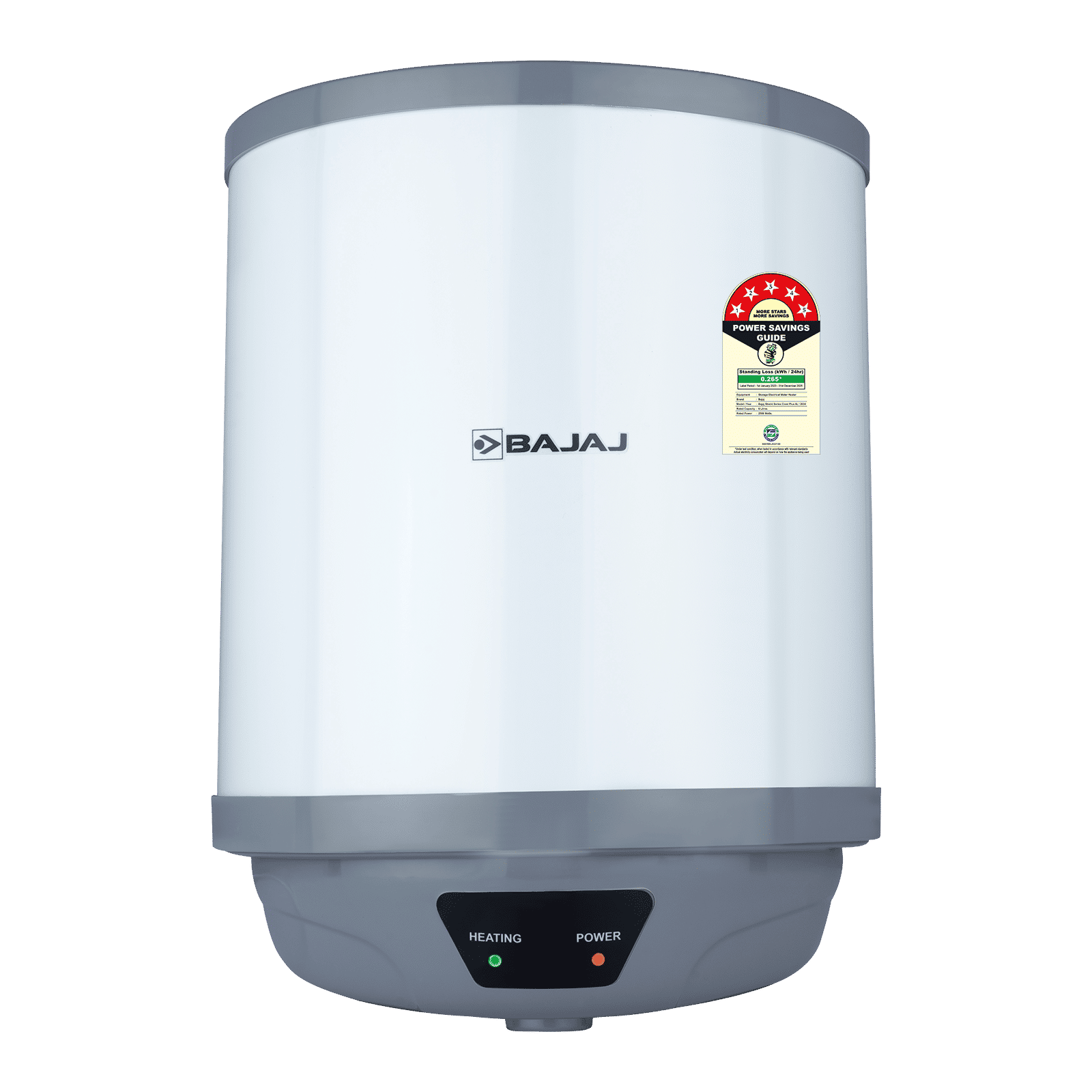 BAJAJ Shield Crest Plus 6 Litre 5 Star Vertical Storage Geyser with Swirlflow Technology (White & Grey)