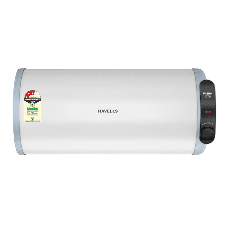 HAVELLS Fabia Slim 25 Litre 3 Star Horizontal Storage Geyser with Whirlflow Technology (White & Blue)