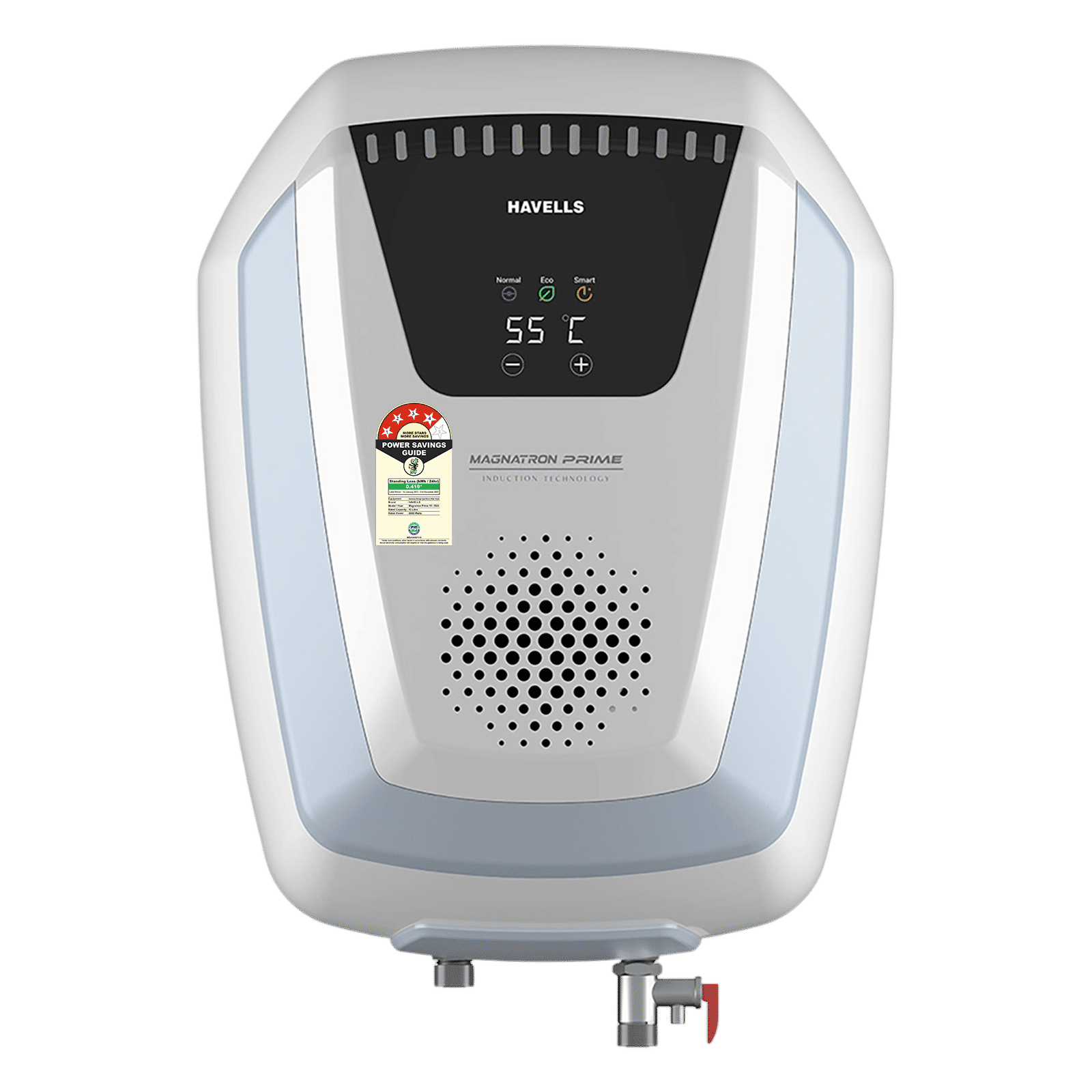 HAVELLS Magnatron Prime 15 Litres 4 Star Storage Geyser with Induction Technoloy (White & Blue)