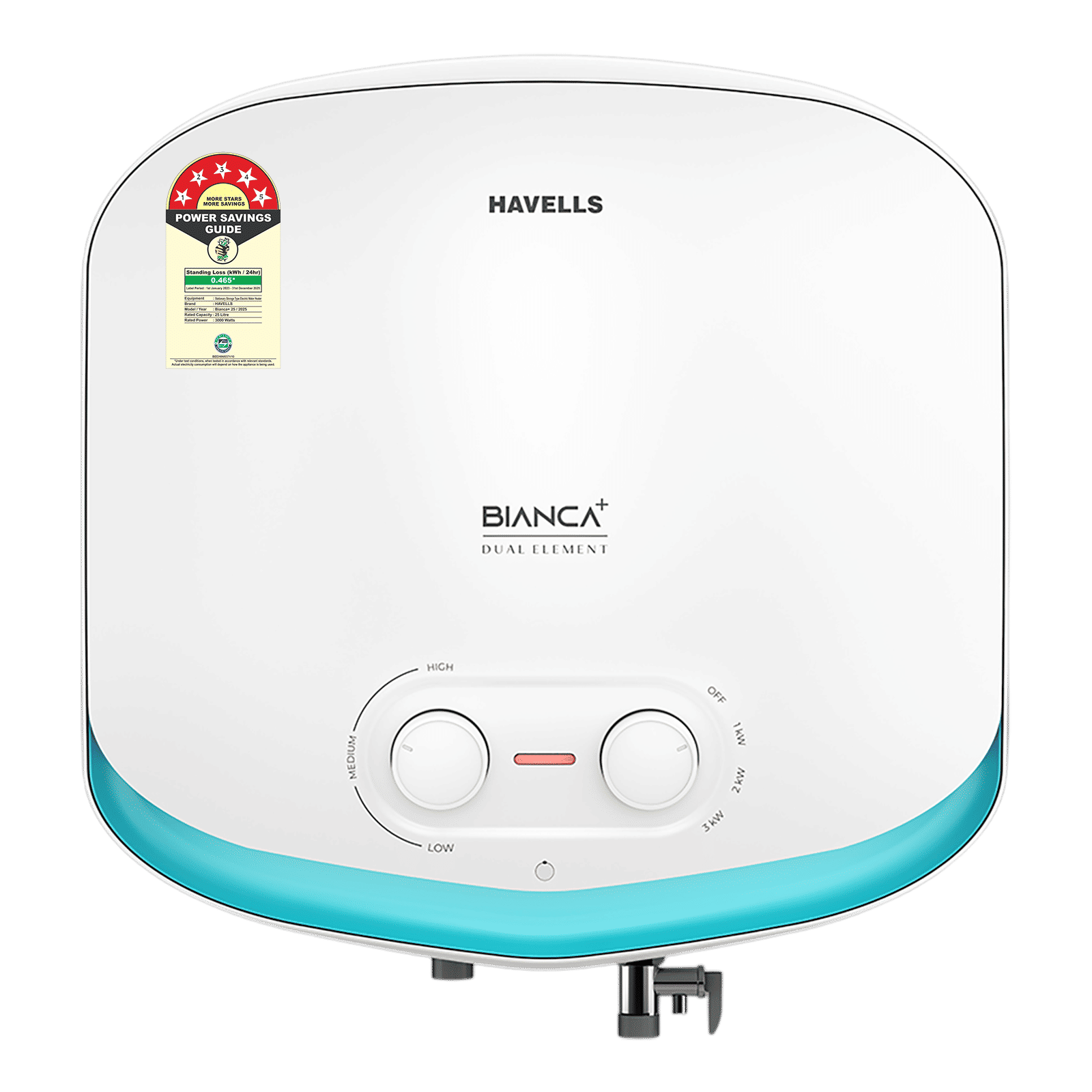 HAVELLS Bianca+ 25 Litre 5 Star Storage Geyser with Whirlflow Technology (Blue)