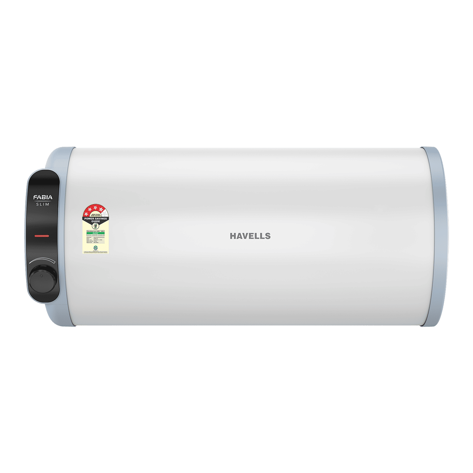 HAVELLS Fabia Slim LH 15 Litre 4 Star Horizontal Storage Geyser with Whirlflow Technology (White & Blue)