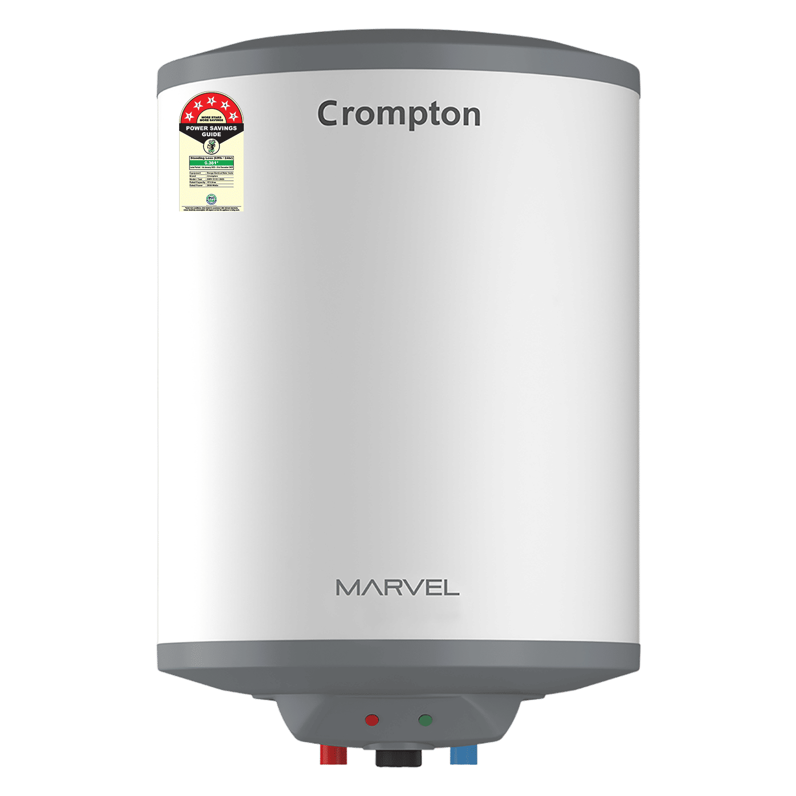 Crompton Marvel 15 Litre Vertical Storage Geyser with Anti-Scale Technology (White)