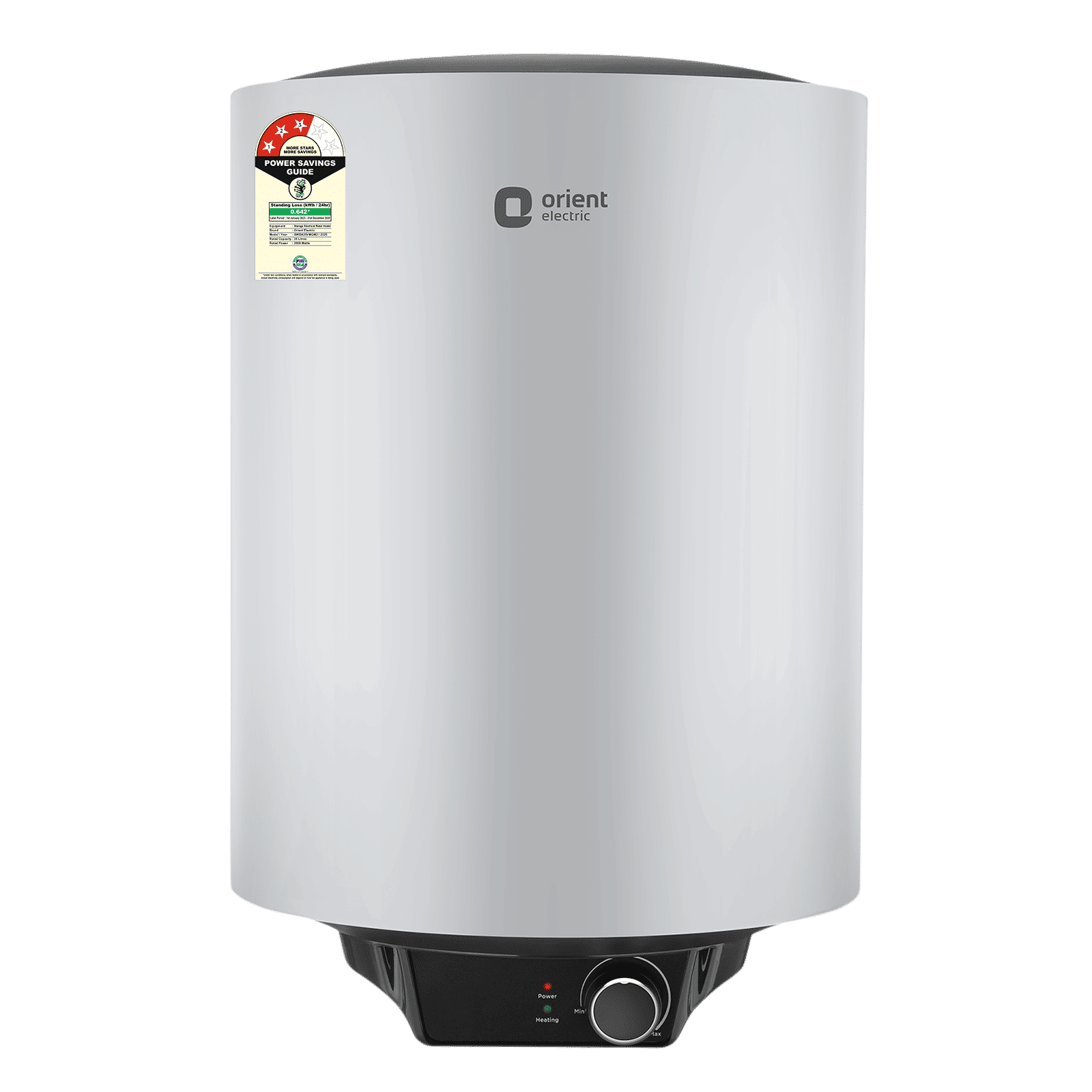 Orient Maverick 35 Litre 5 Star Vertical Storage Geyser with Whirlflow Technology (Grey)