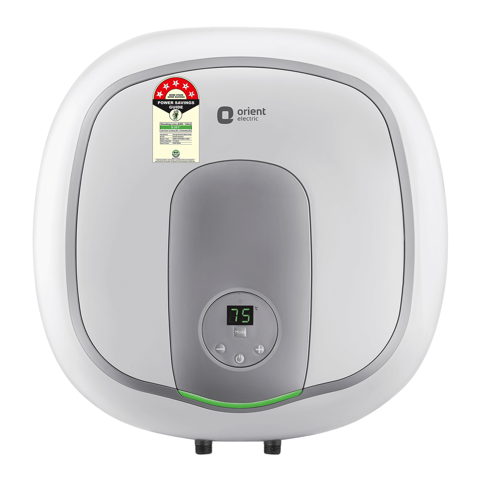 Orient Aquator IoT 15 Litre 5 Star Vertical Storage Geyser with LED Display (White)