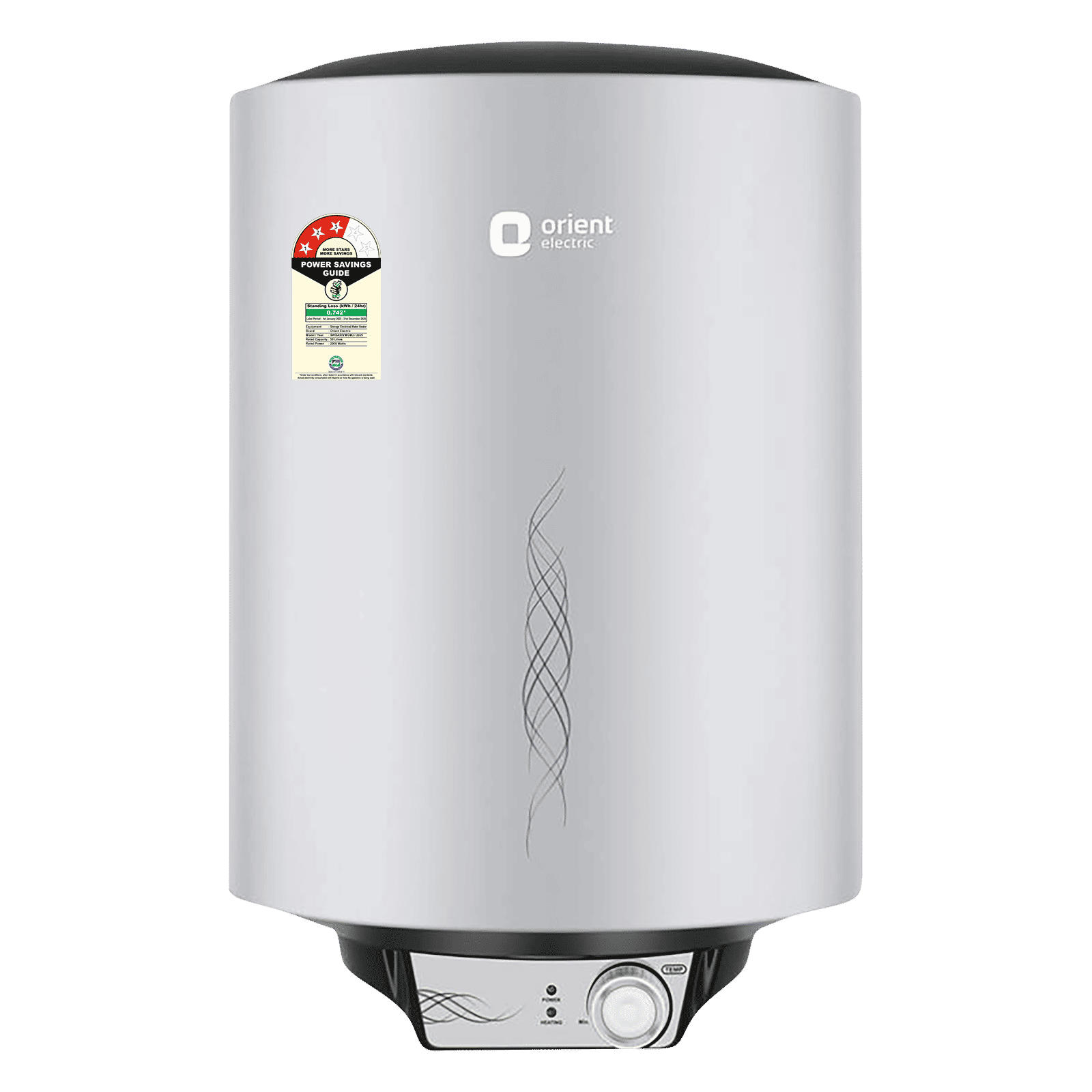 Orient Maverick 50 Litres 3 Star Vertical Storage Geyser with Longer Heat Retention (Grey)