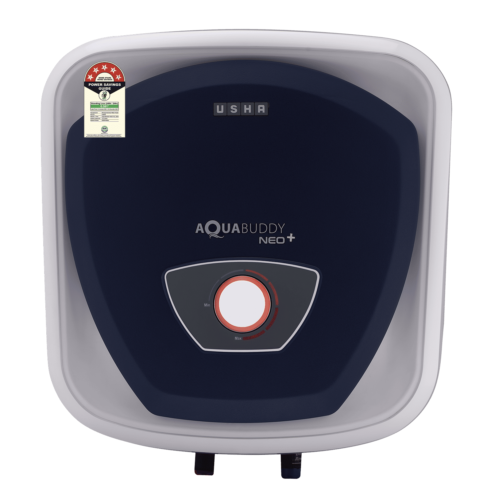 USHA Aqua Buddy Neo Plus 15 Litre 5 Star Vertical Storage Geyser with Whirl Flow Technology (Blue & White)