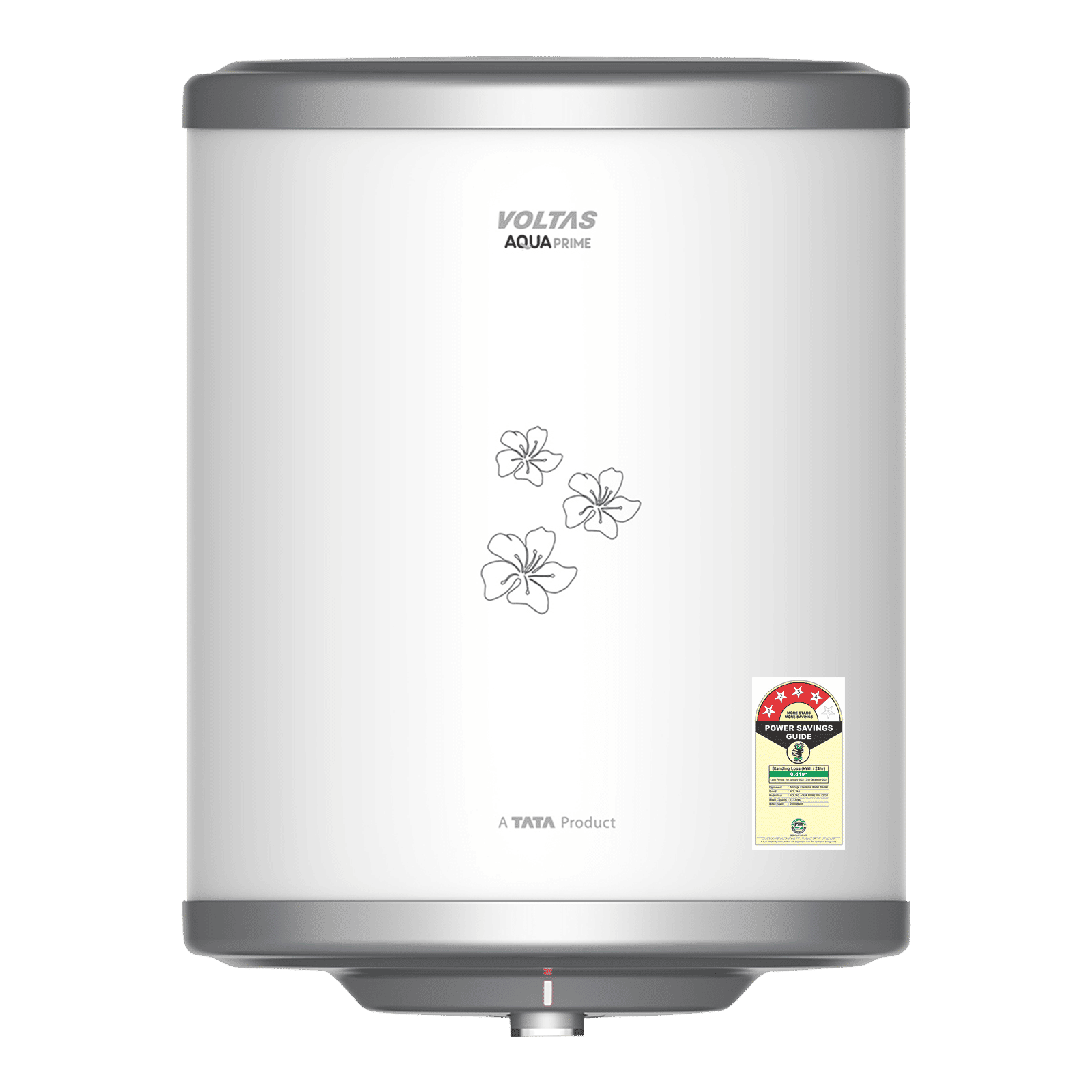 Voltas Aqua Prime 15 Litre 4 Star Vertical Storage Geyser with Quartzline Technology  (White) 