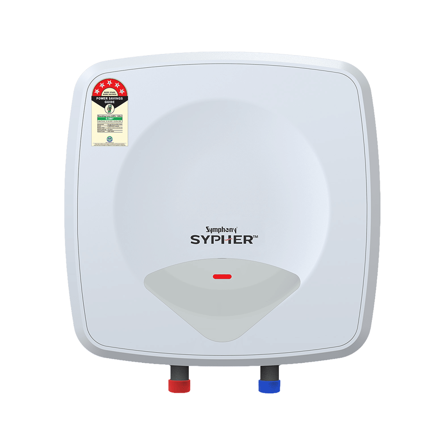 Symphony Sypher 15 Litre 5 Star Vertical Storage Geyser with Safety Valve (White)