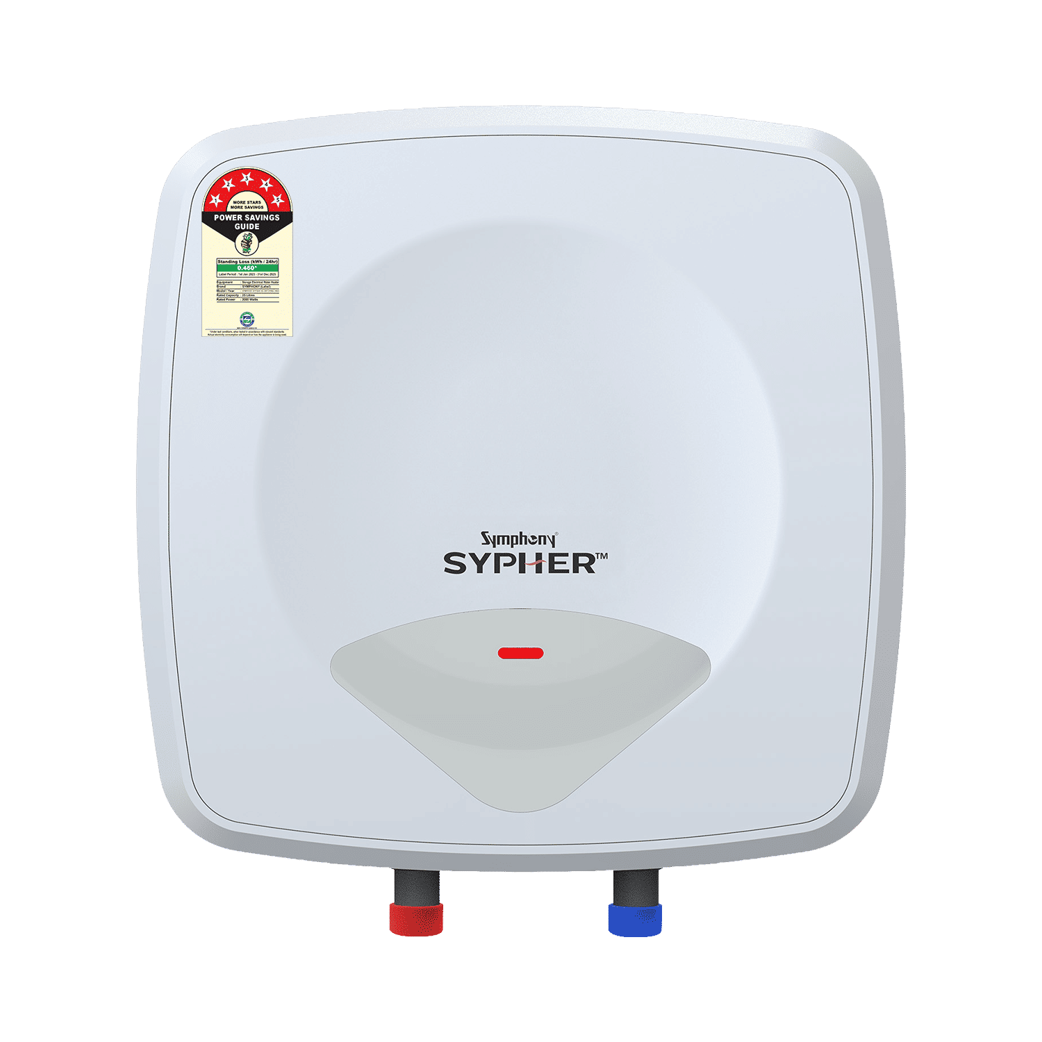 Symphony Sypher 25 Litre 5 Star Vertical Storage Geyser with Safety Valve (White)
