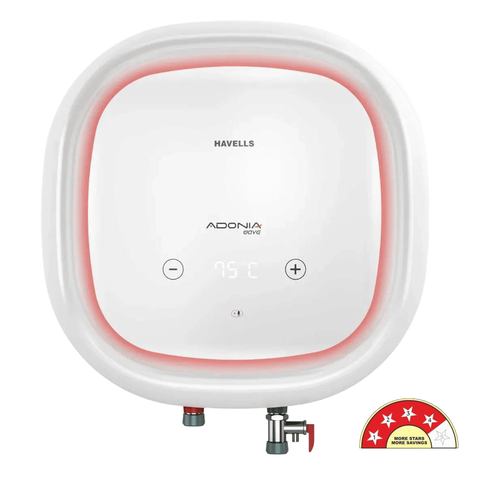 HAVELLS Adonia Wave 25 Litre 4 Star Vertical Storage Geyser with Voice Control (White)