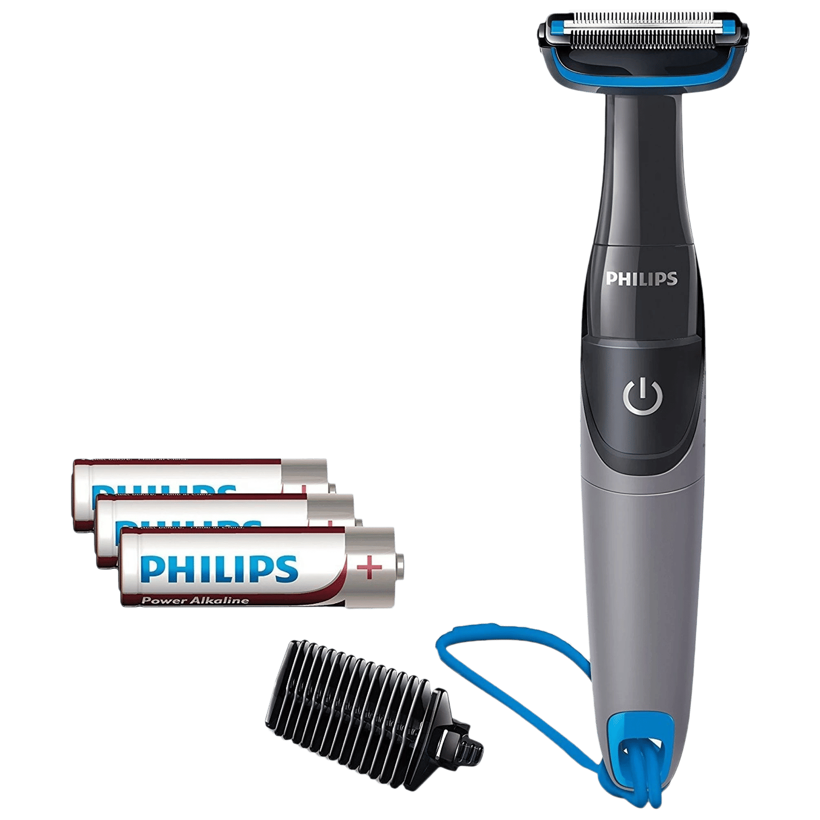 PHILIPS Series 1000 Cordless Wet & Dry Trimmer for Body & Intimate Areas with 2 Length Settings for Men (2months Runtime, Skin Protection System, Grey)