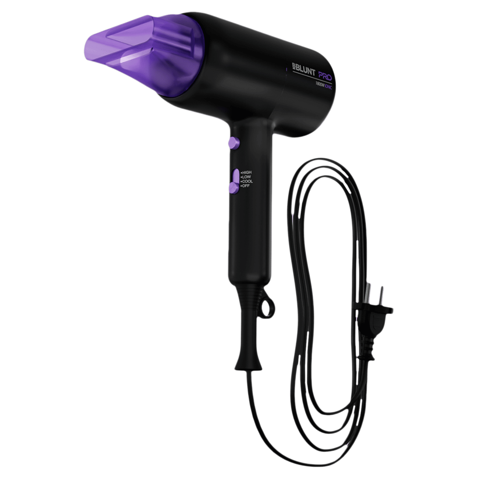 Bblunt Pro Hair Dryer with 3 Heat Settings & Cool Shot (Advanced Ionic Technology, Black & Purple)