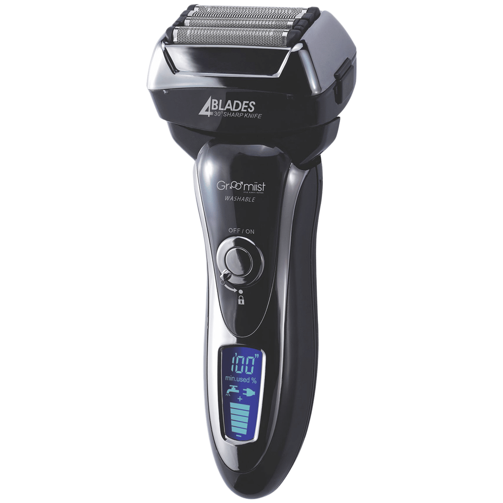 Groomiist Platinum Series Rechargeable Corded & Cordless Shaver for Beard & Moustache for Men (45min Runtime, 4 Heads Technology, Black & Silver)
