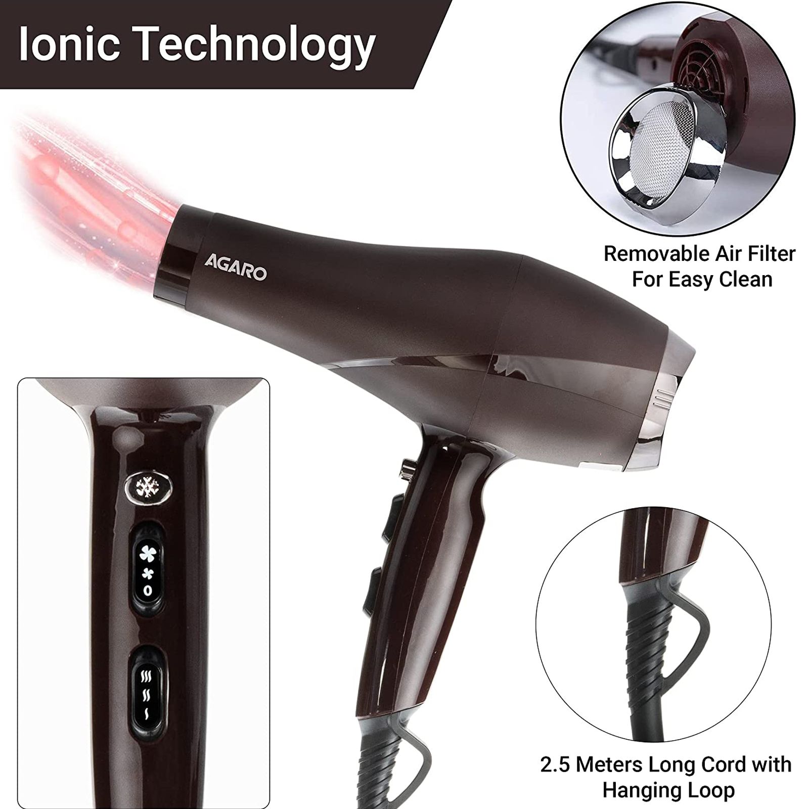 Buy AGARO HD 1120 Hair Dryer with Heat Settings Cool Shot