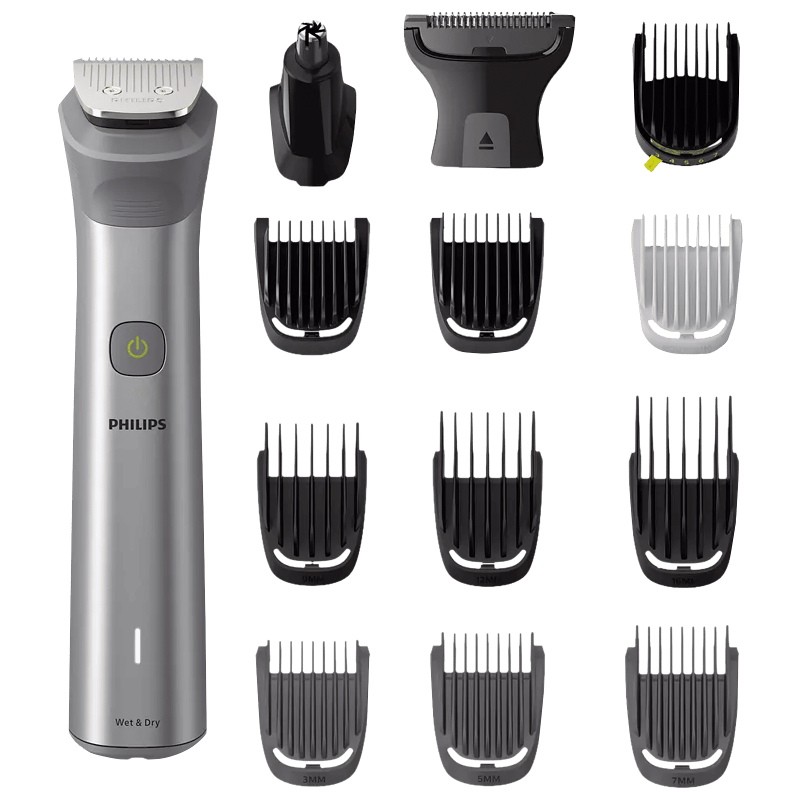 PHILIPS Series 5000 13-in-1 Rechargeable Cordless Grooming Kit for Face, Head and Body for Men (120mins Runtime, Beard Sense Technology, Silver)