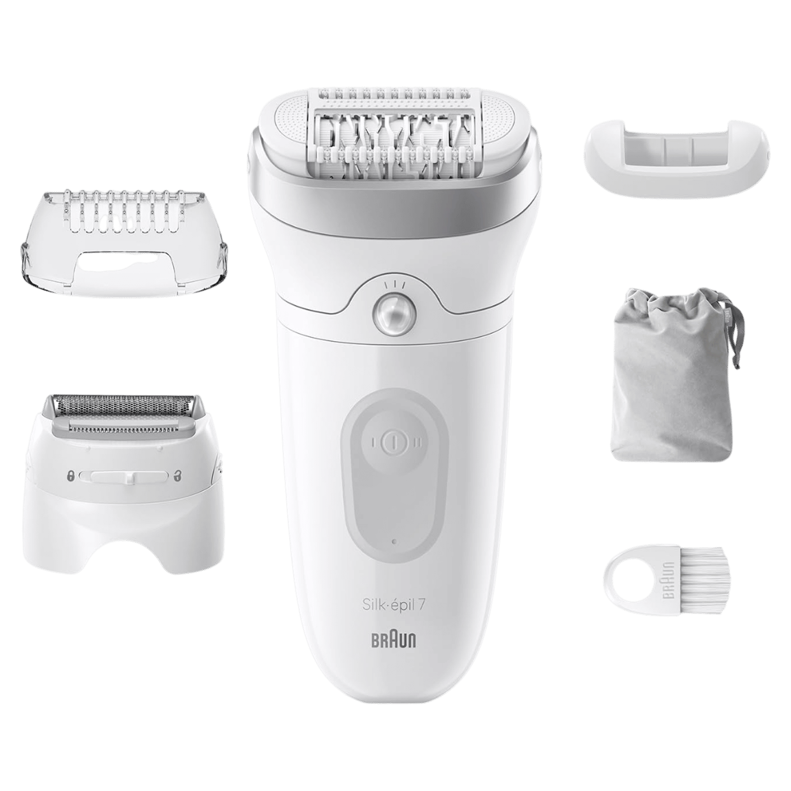 BRAUN Silk-epil 7-041 Rechargeable Cordless Wet & Dry Epilator for Body, Underarm & Foot with 2 Heads (Waterproof, White)