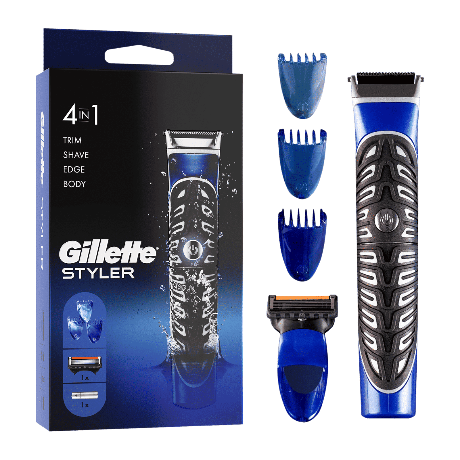 Gillete ProGlide Styler 4-in-1 Cordless Multipurpose Trimmer for Beard & Body (45 Days Runtime, Braun Engineered Advanced Technology, Black)