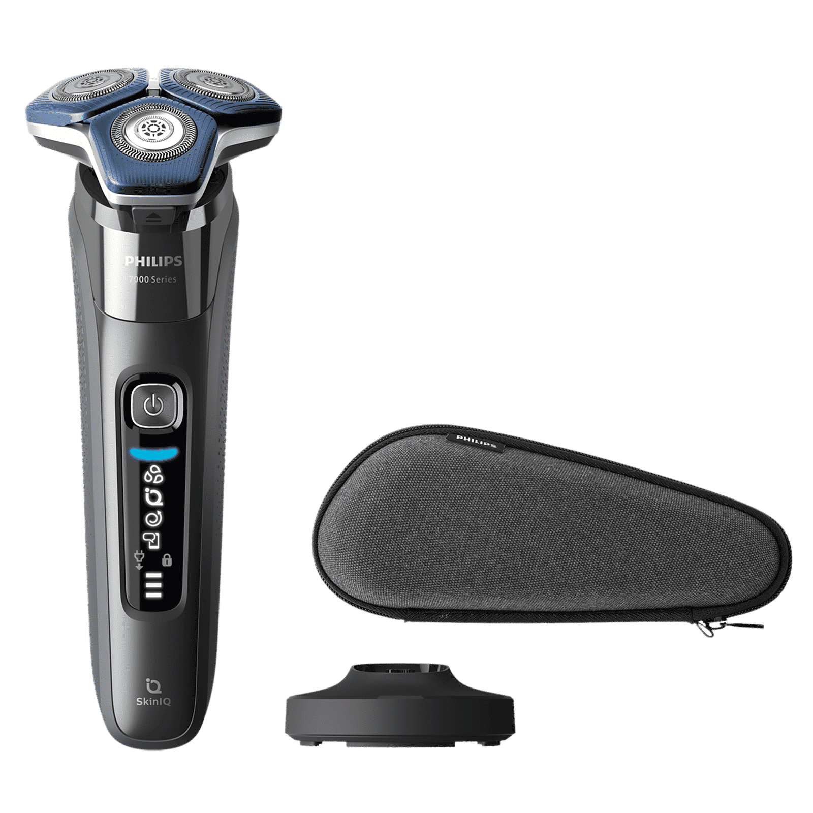 PHILIPS 7000 Series Rechargeable Cordless Shaver for Face for Men (60mins Runtime, SkinIQ Technology, Dark Chrome)