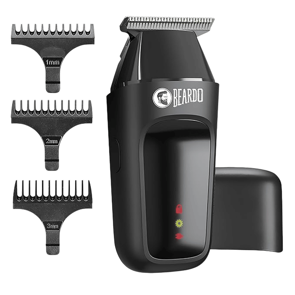 BEARDO ApeX Go Rechargeable Cordless Dry Trimmer for Beard, Body & Hair with 3 Length Settings for Men (80mins Runtime, Skin-Safe Technology, Black)