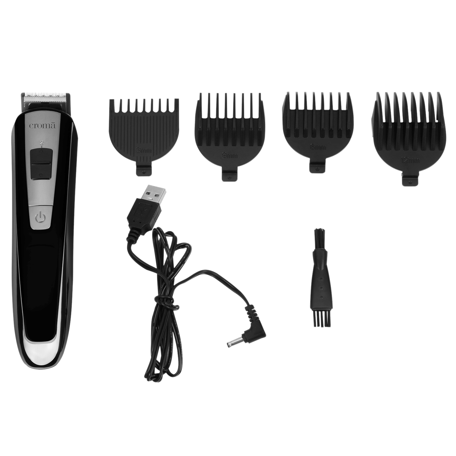 Croma Rechargeable Cordless Dry Trimmer for Beard, Body & Hair for Men (60 Mins Runtime, Self-Sharpening Blades, Black)