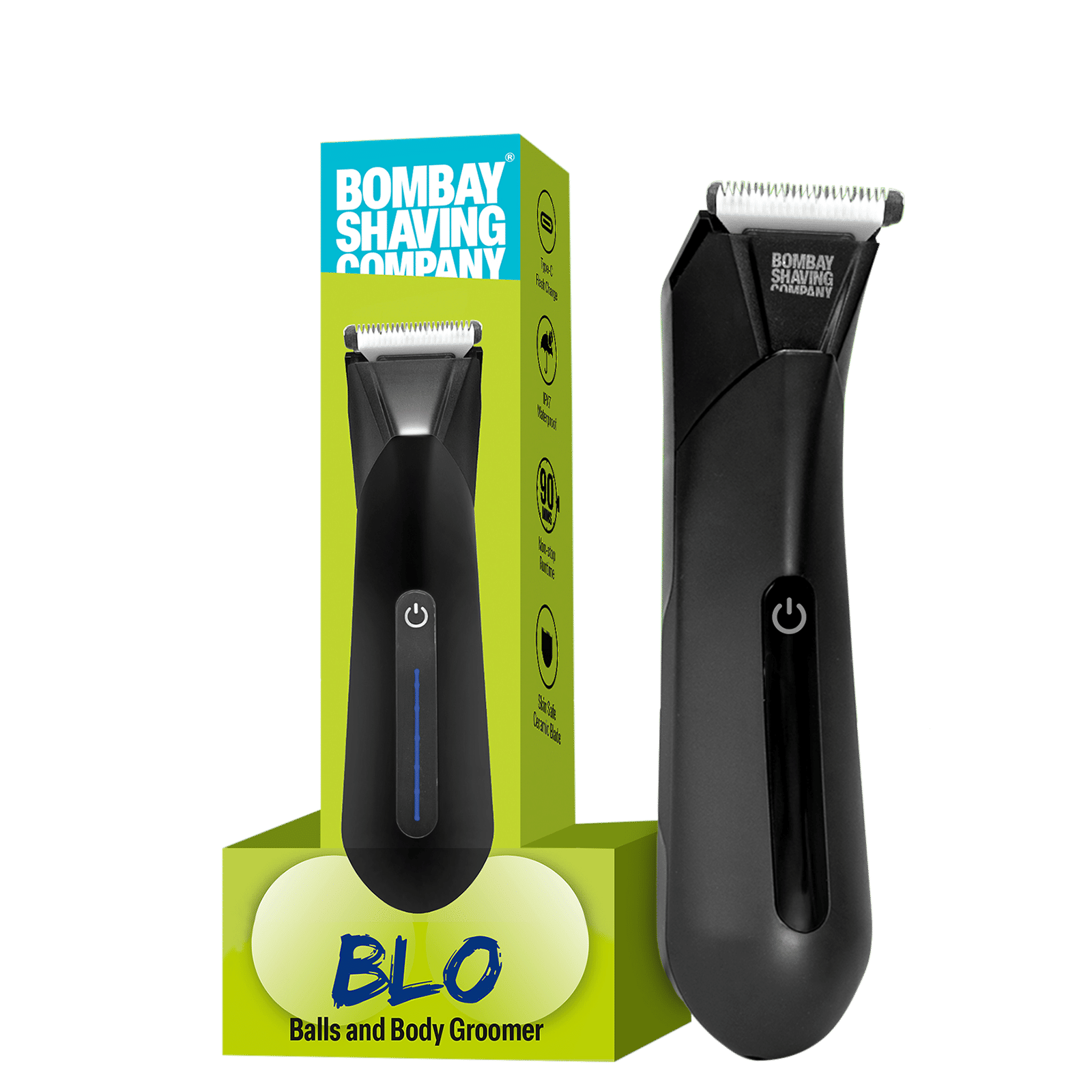 Bombay Shaving Company Blo Rechargeable Cordless Wet & Dry Trimmer for Body & Intimate Areas with 2 Length Settings for Men (90min Runtime, Flash Charging, Black)
