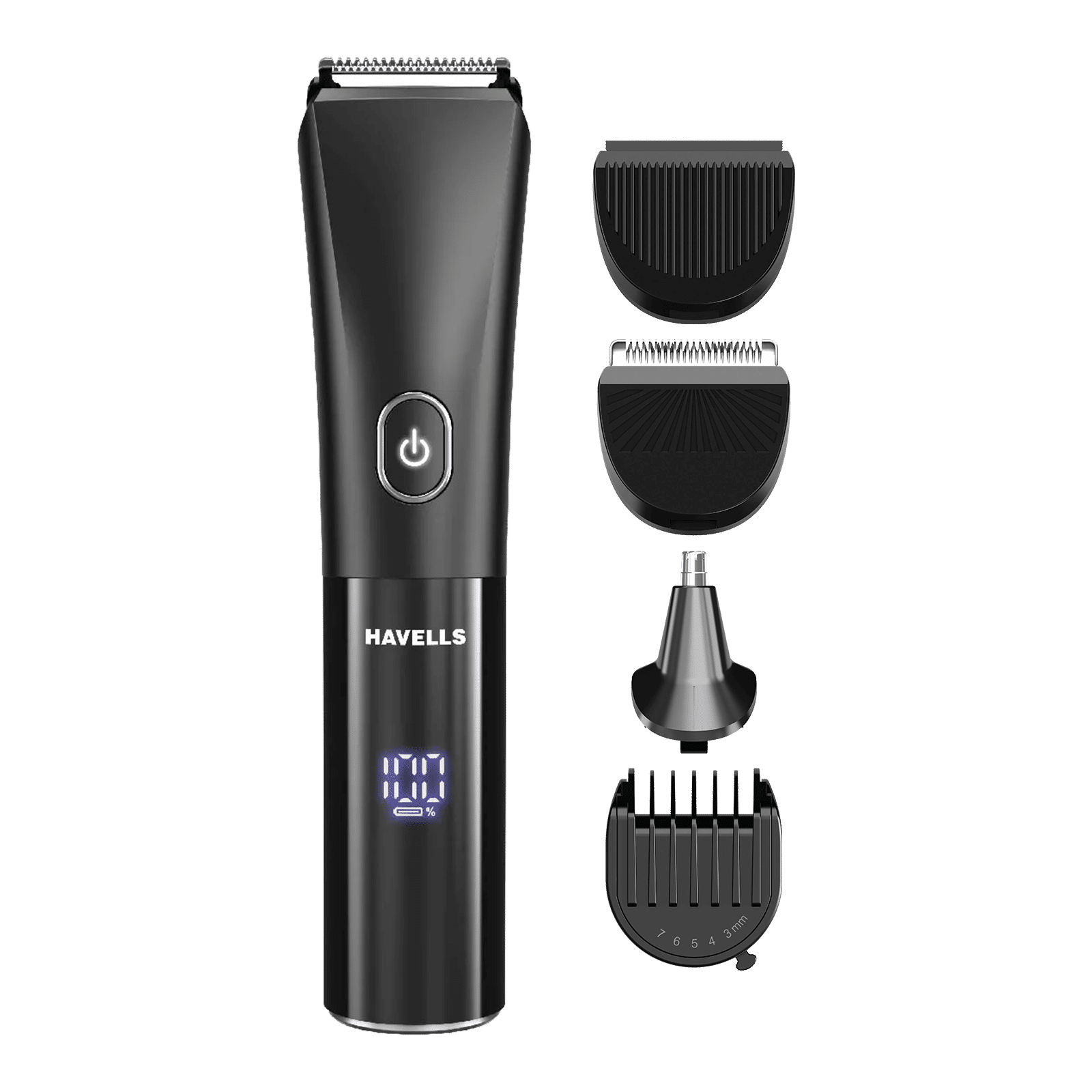 Havells GS6668 10-in-1 Rechargeable Cordless Grooming Kit for Beard, Hair, Body, Nose & Ear for Men (90mins Runtime, Fast Charging, Black)