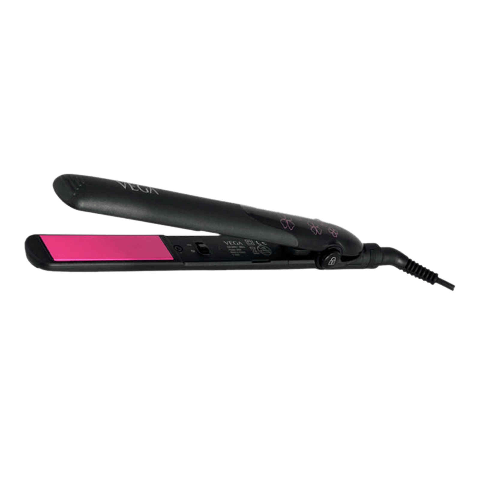VEGA Adore Hair Straightener with Easy Lock System (Ceramic Plates, Black & Pink)