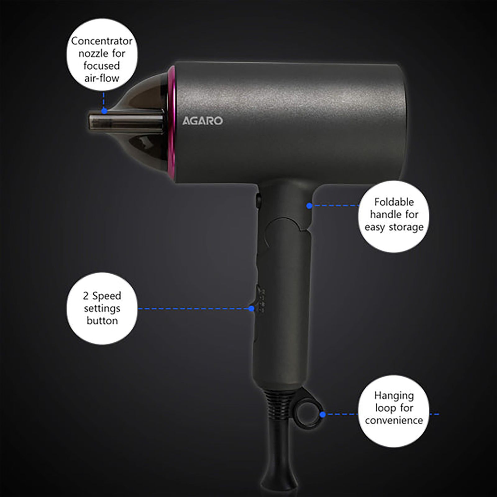 Buy AGARO HD1214 Hair Dryer with Heat Settings Cool Shot
