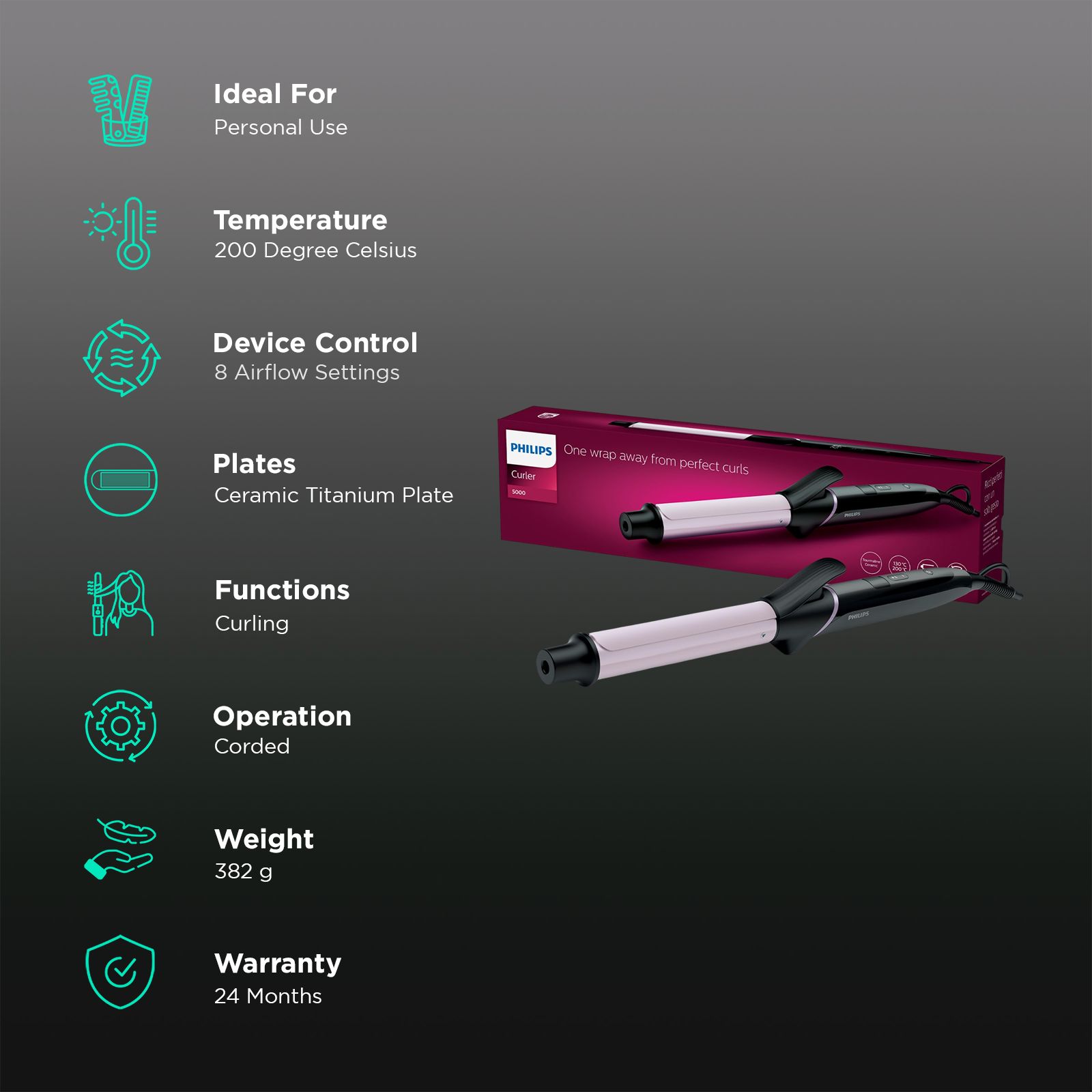 Buy PHILIPS BHB864/00 Hair Curler with Temperature Settings